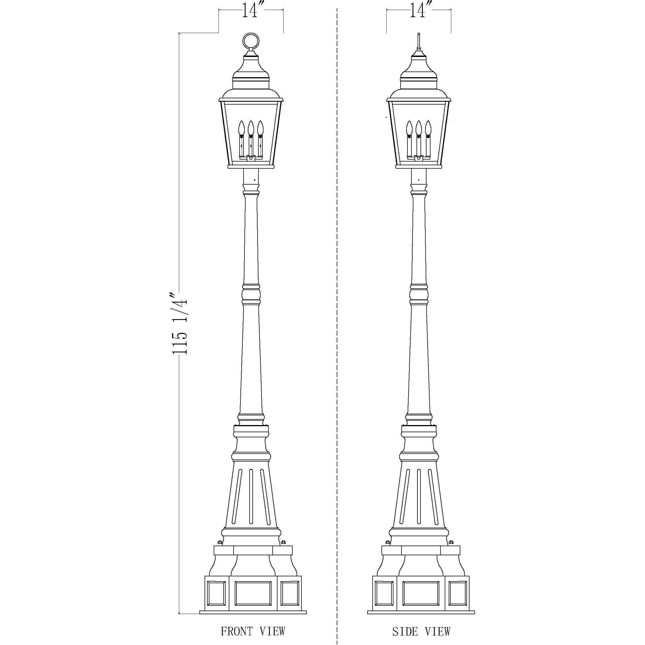 Raphael 4 Light 115 inch Sand Black Outdoor Post Mounted Fixture in Soft Sand Black