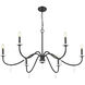 Toussant 6 Light 45 inch Matte Black Chandelier Ceiling Light