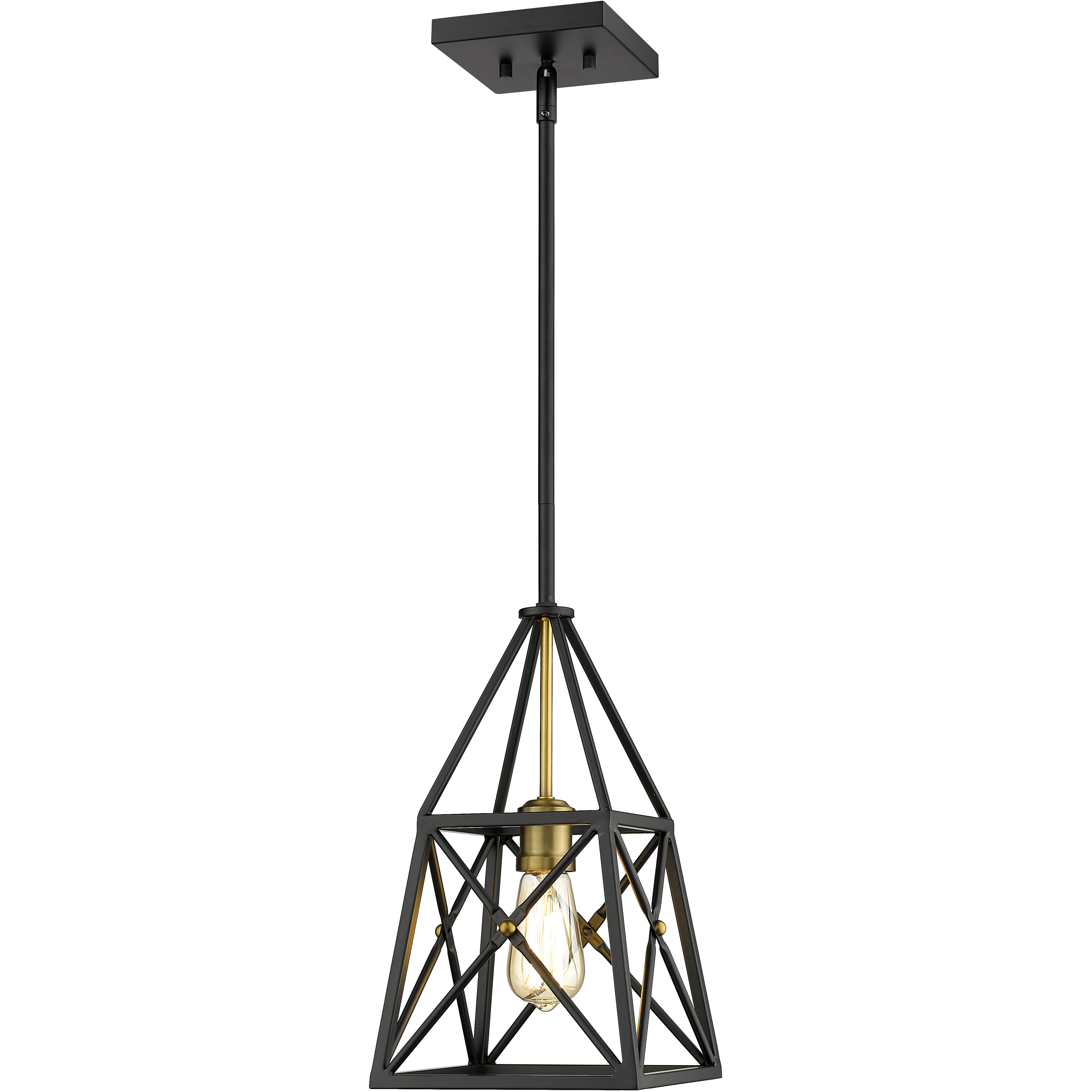 Trestle 1 Light 8 inch Matte Black and Olde Brass Pendant Ceiling Light in 5