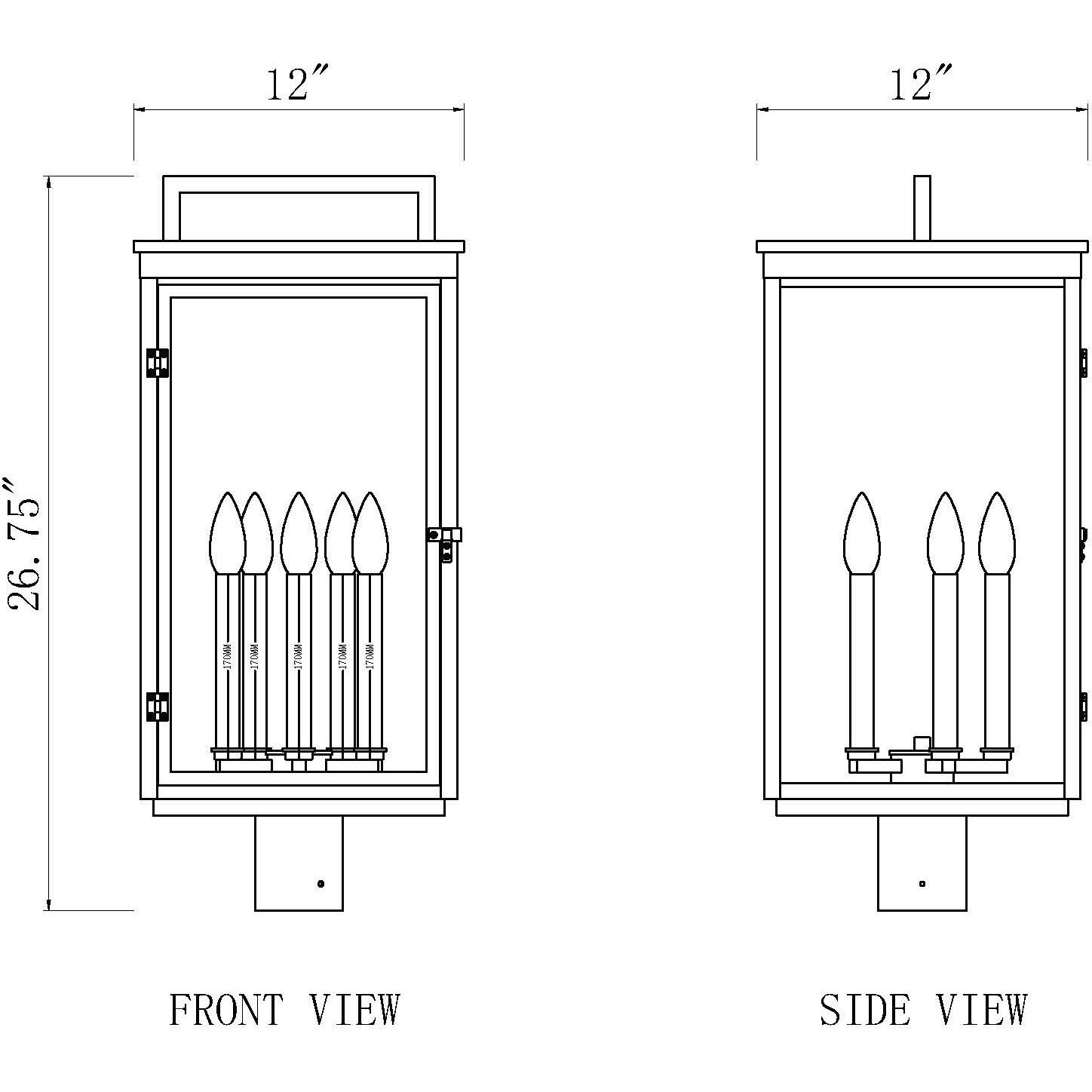 Hartwell 5 Light 26.75 inch Sand Black Outdoor Post Mount Fixture