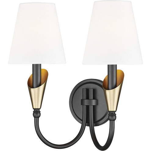 Claudelle Wall Sconce Wall Light in Matte Black and Modern Gold