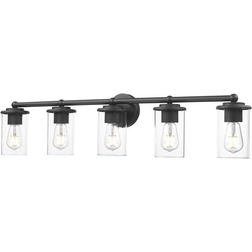 Thayer 5 Light 39 inch Matte Black Vanity Wall Light