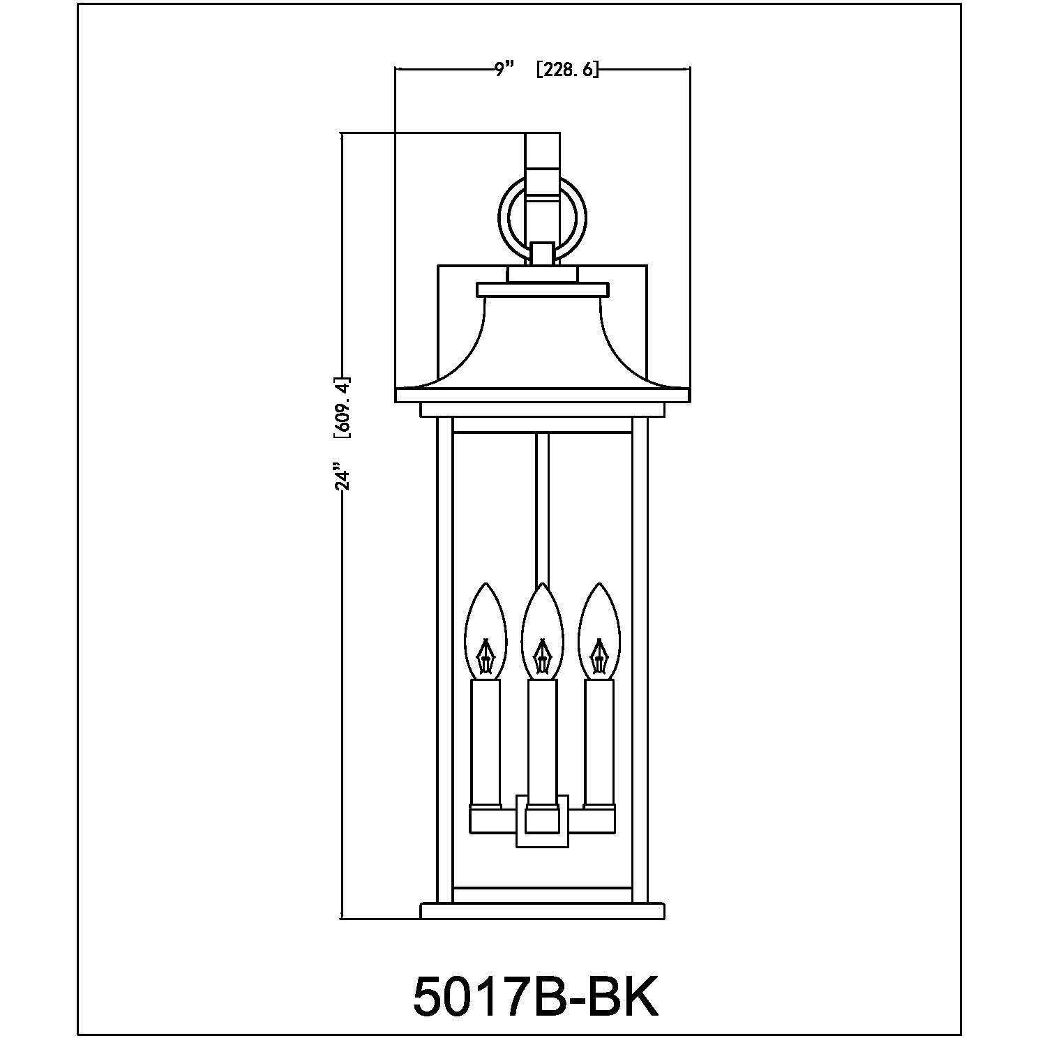 Tiberius 4 Light 24 inch Black Outdoor Wall Light in Clear Seedy Glass