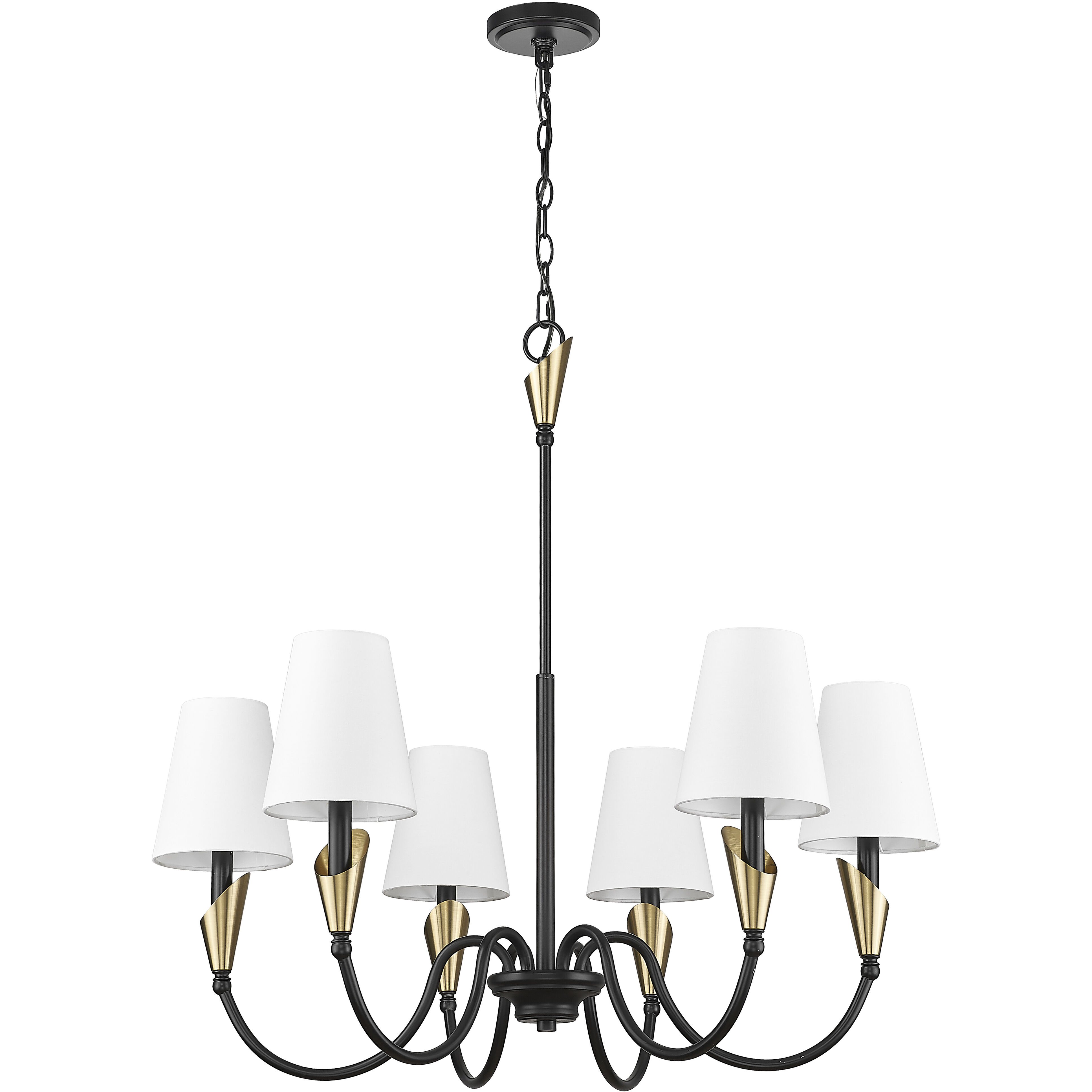 Claudelle 6 Light 32 inch Matte Black and Modern Gold Chandelier Ceiling Light