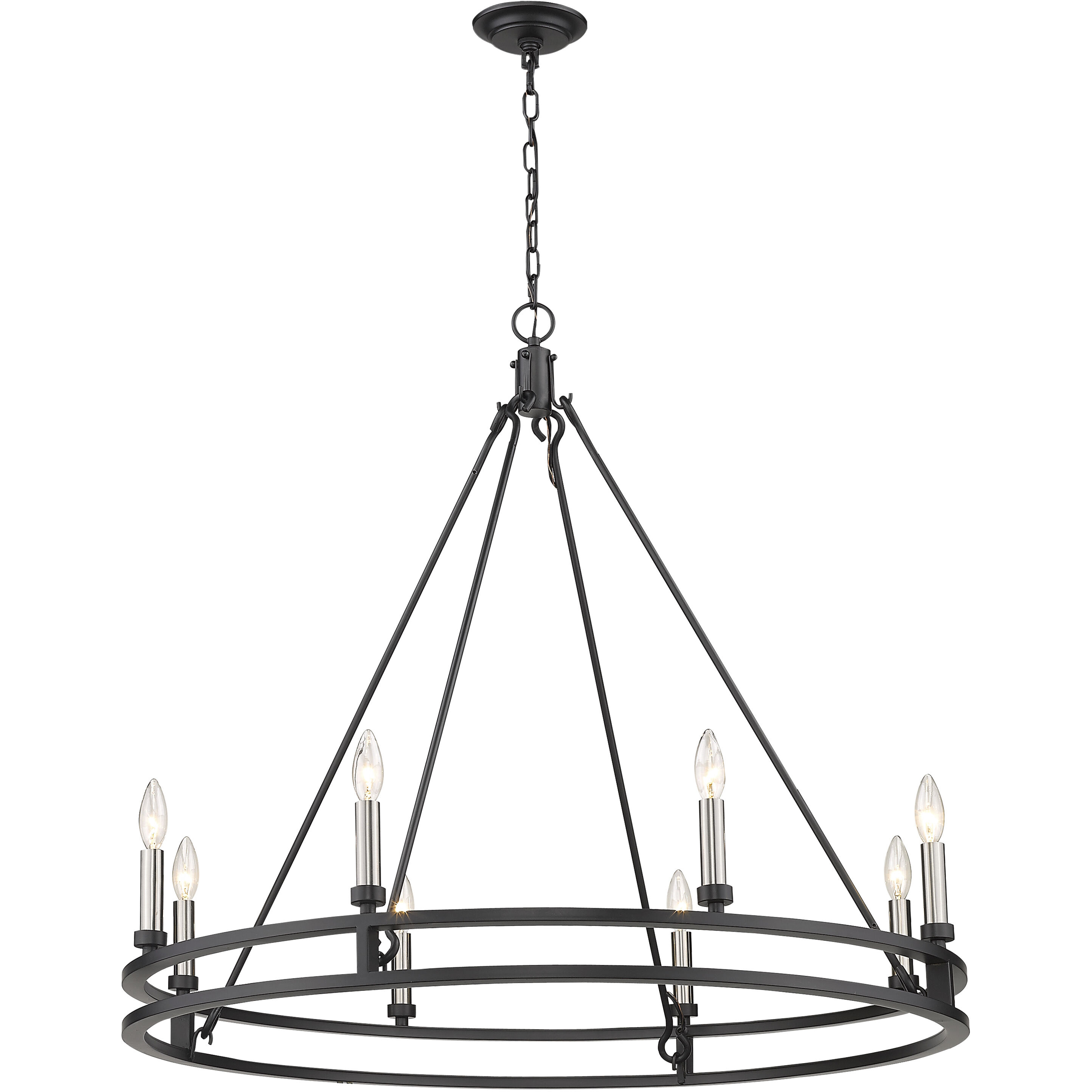 Dennison 8 Light 36 inch Matte Black Chandelier Ceiling Light