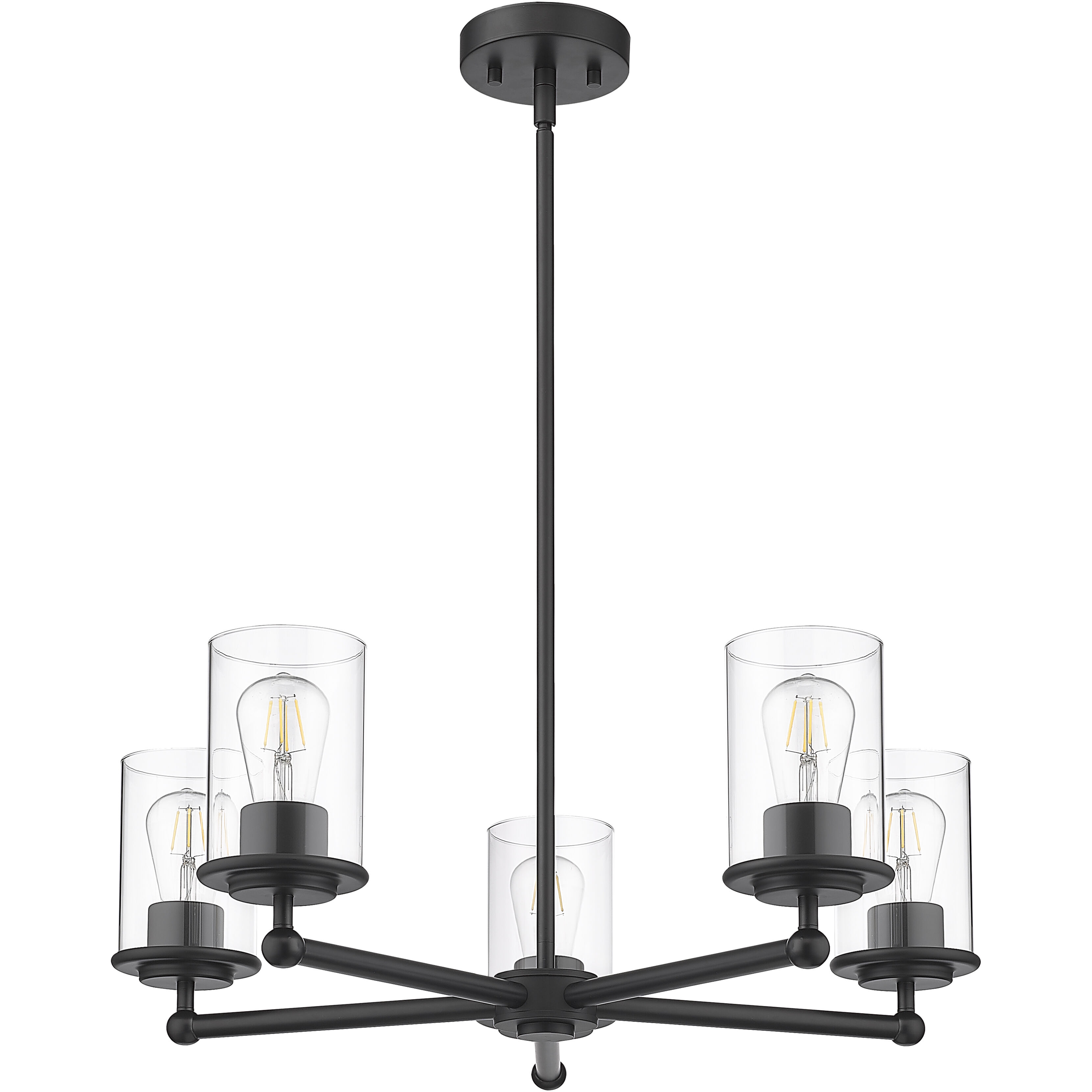 Thayer 5 Light 26 inch Matte Black Chandelier Ceiling Light