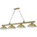 Cordon 4 Light 81.75 inch Rubbed Brass Billiard Ceiling Light in Rubbed Brass Metal