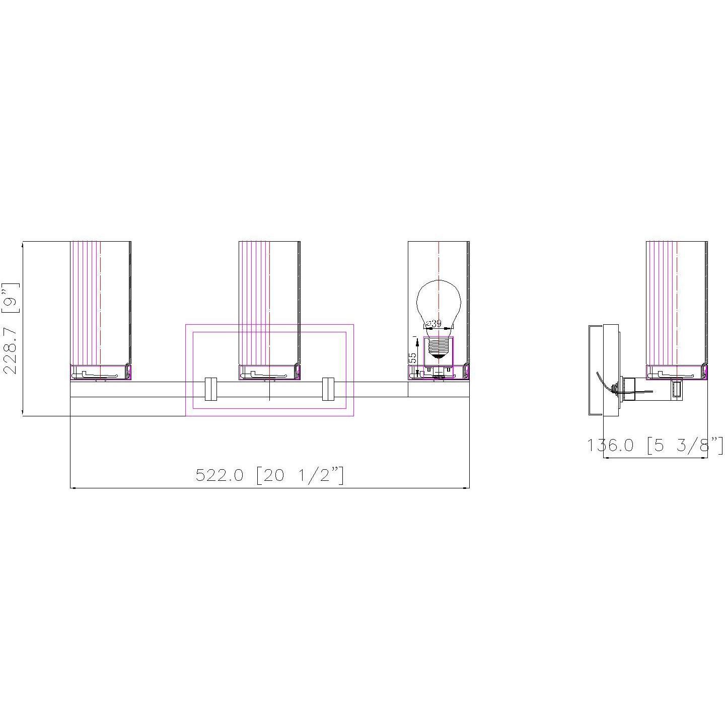 Danica 3 Light 20.5 inch Matte Black Bath Vanity Light Wall Light