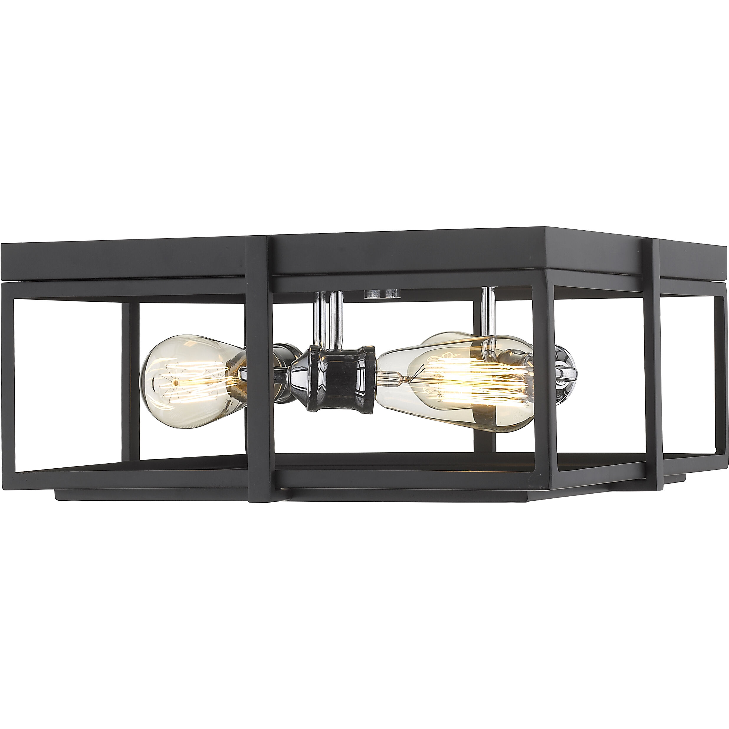 Halcyon 3 Light 15.75 inch Matte Black and Chrome Flush Mount Ceiling Light