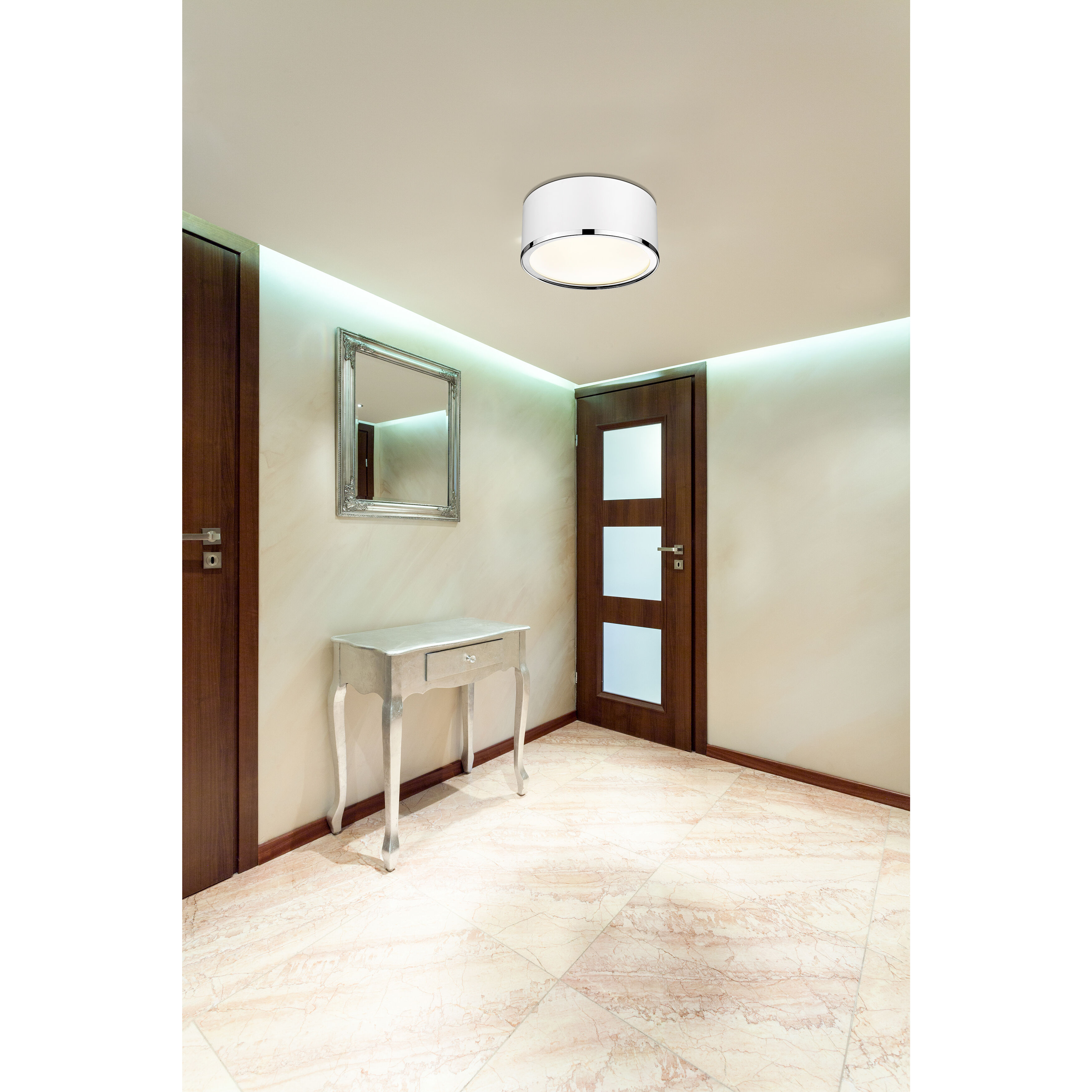 Arlo 2 Light 12.25 inch Matte White and Chrome Flush Mount Ceiling Light