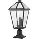 Talbot 3 Light 22 inch Black Outdoor Pier Mounted Fixture in Clear Beveled Glass