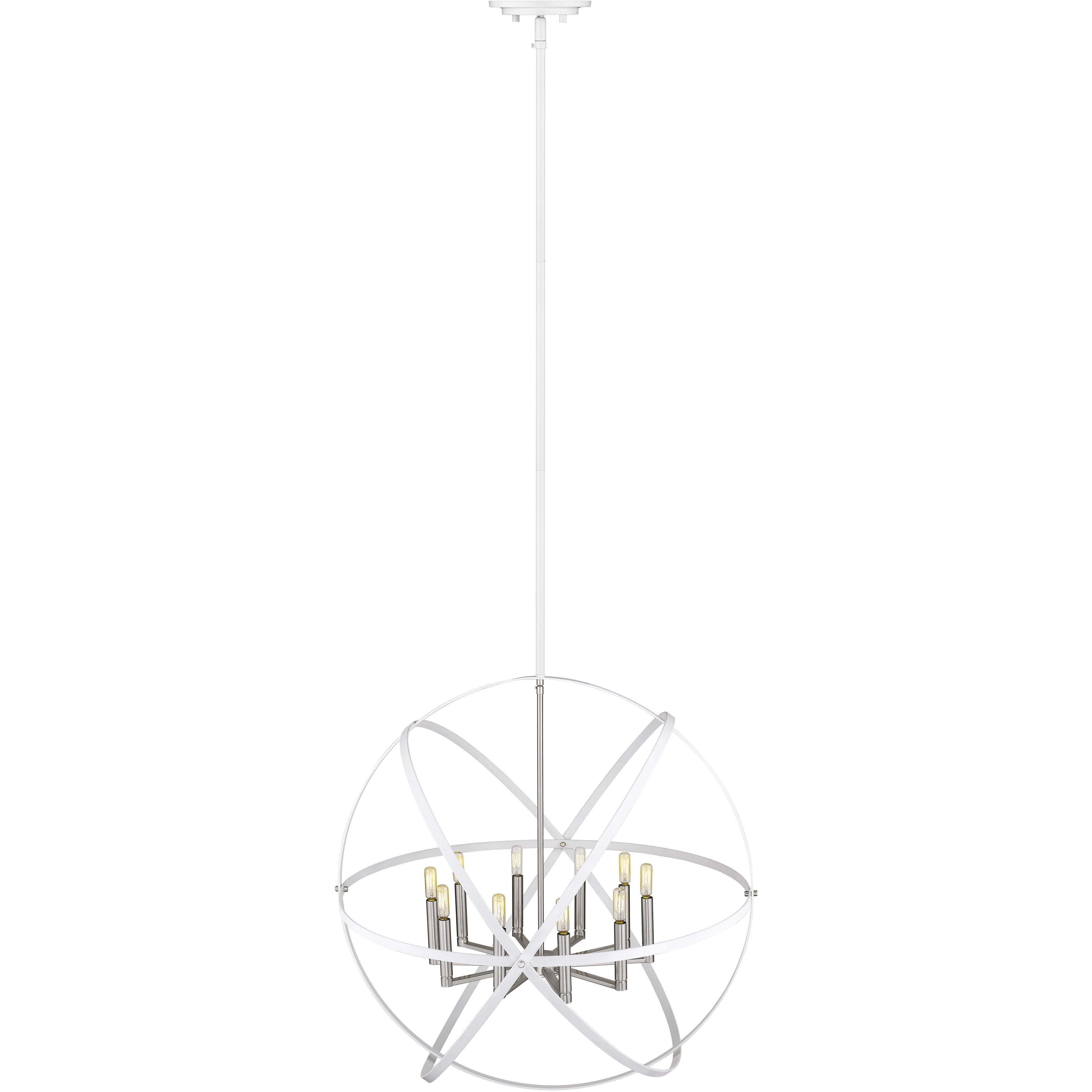 Cavallo 10 Light 36 inch Hammered White and Brushed Nickel Chandelier Ceiling Light