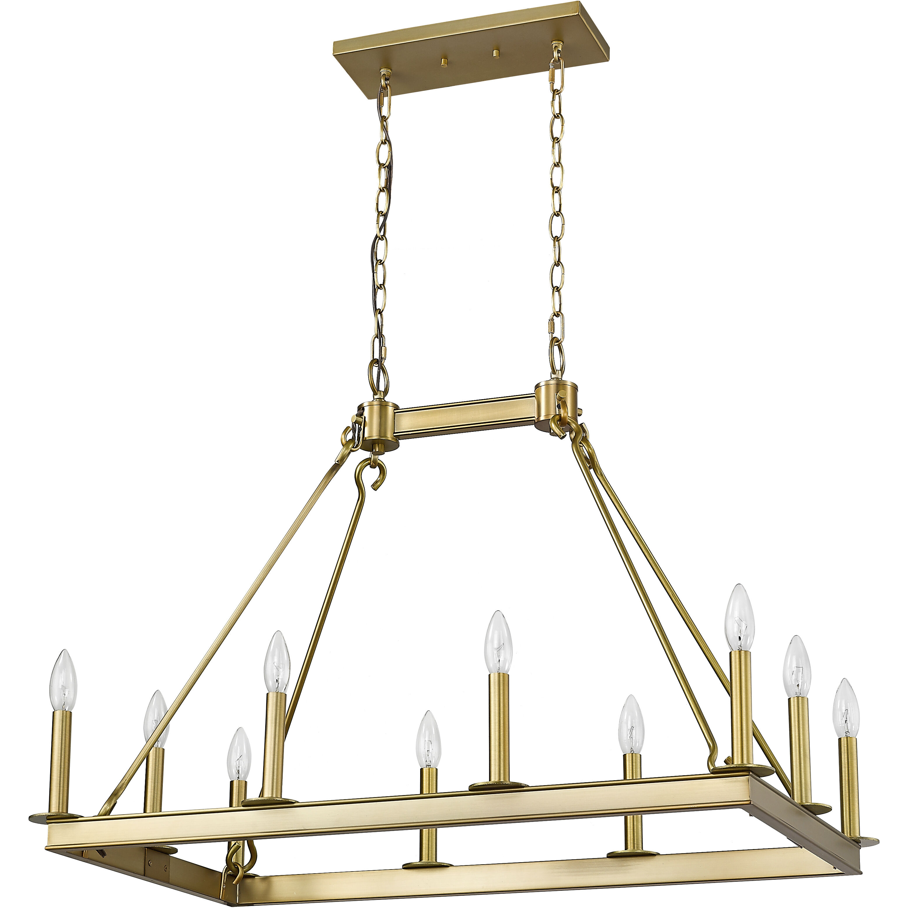 Barclay 10 Light 34 inch Olde Brass Linear Chandelier Ceiling Light