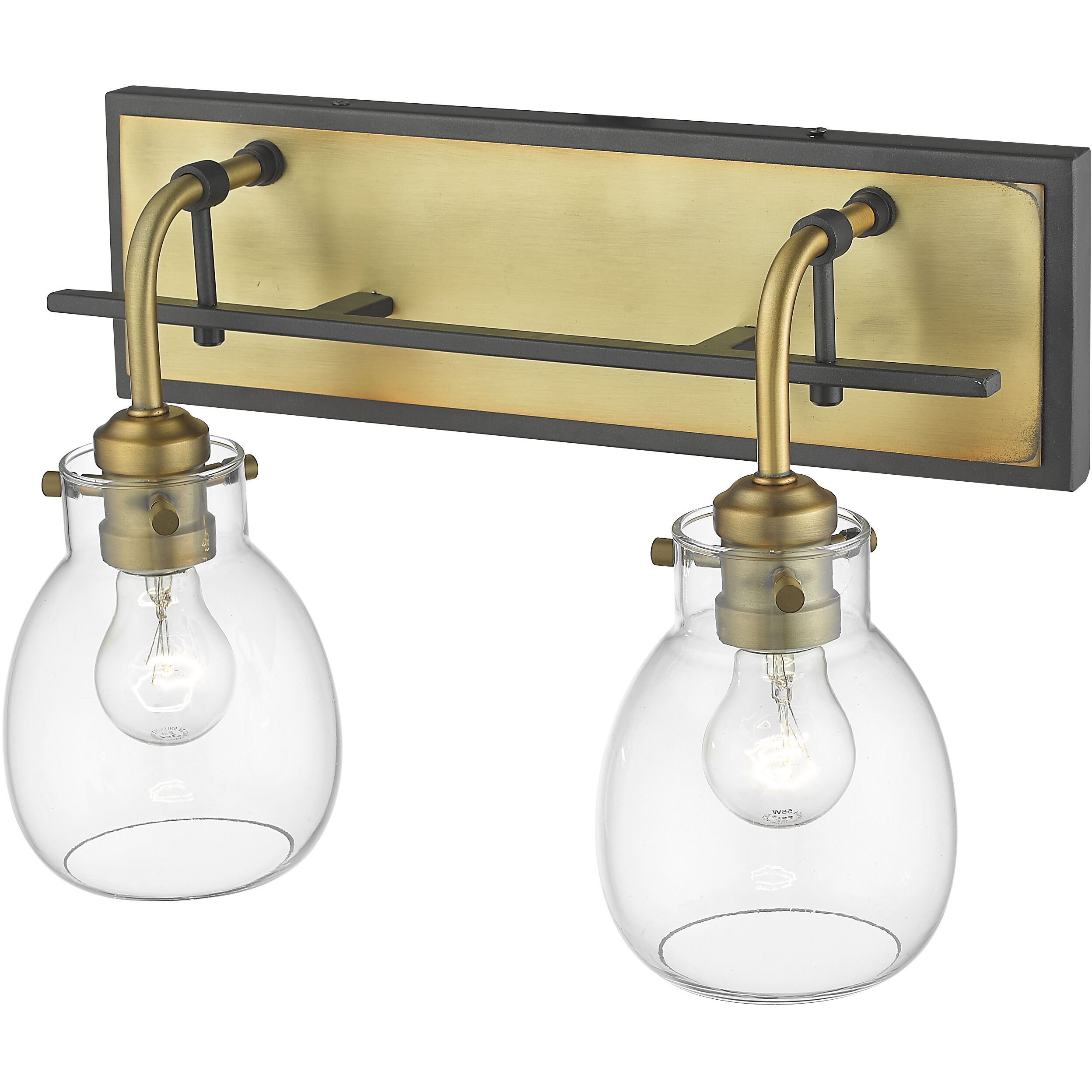 Kraken 2 Light 16 inch Matte Black and Olde Brass Wall Sconce Wall Light