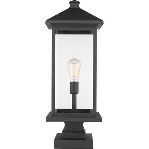 Portland 1 Light 25 inch Black Outdoor Pier Mounted Fixture in Clear Beveled Glass, 12.5