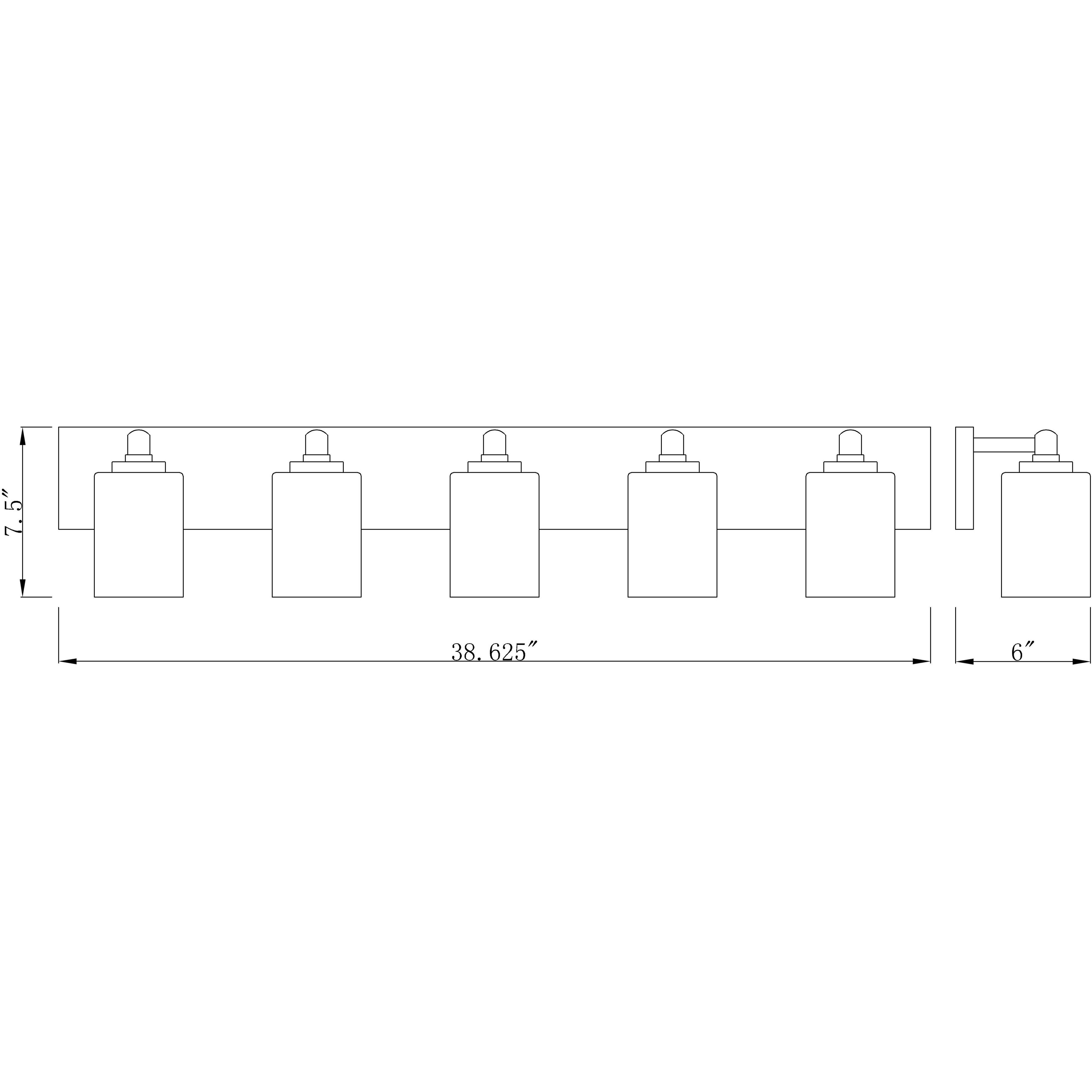 Soledad 5 Light 38.75 inch Brushed Gold Vanity Wall Light