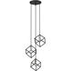 Vertical 3 Light 18 inch Matte Black and Brushed Nickel Chandelier Ceiling Light