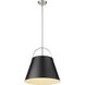 Z-Studio 1 Light 18 inch Matte Black and Brushed Nickel Pendant Ceiling Light