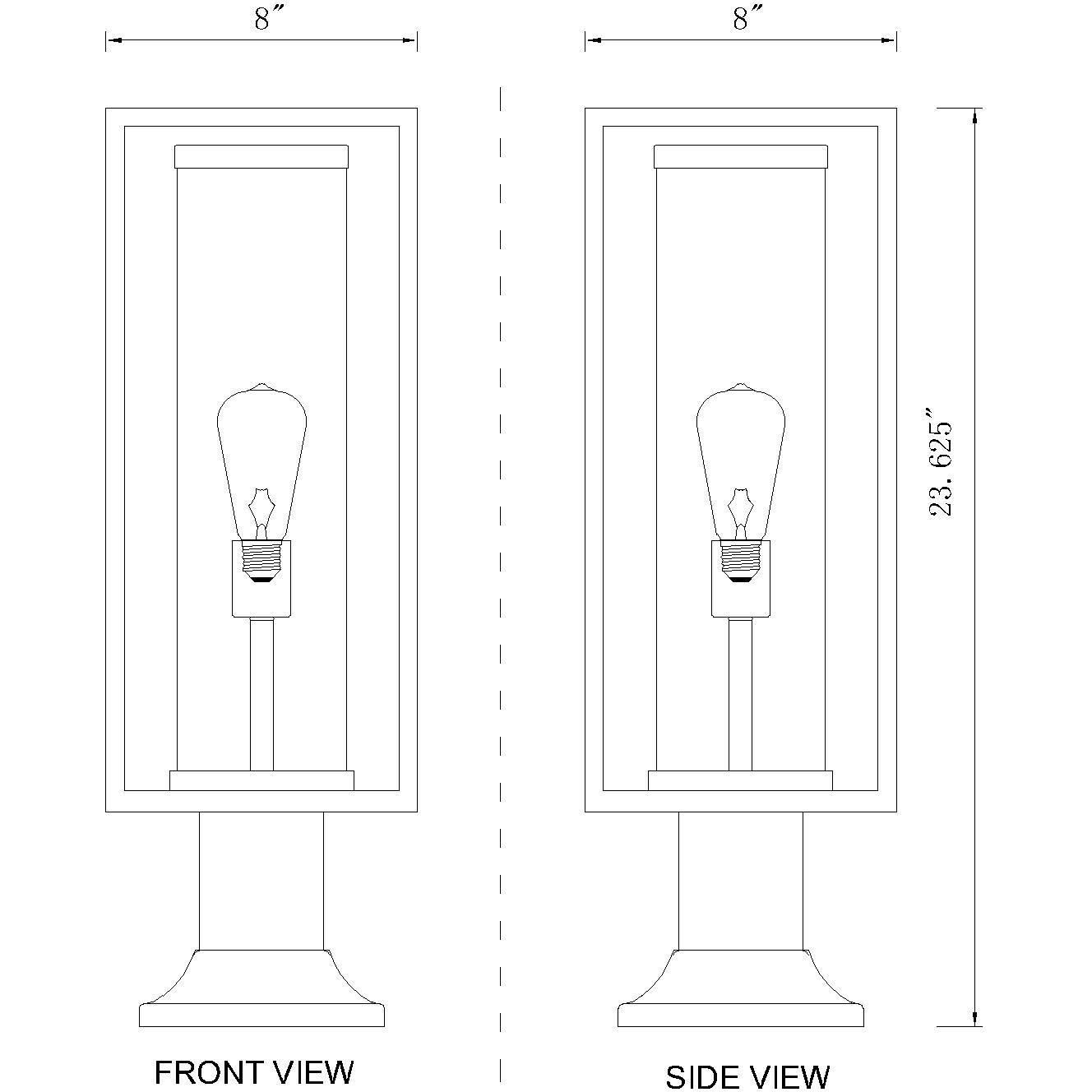Dunbroch 1 Light 23.75 inch Black Outdoor Pier Mounted Fixture