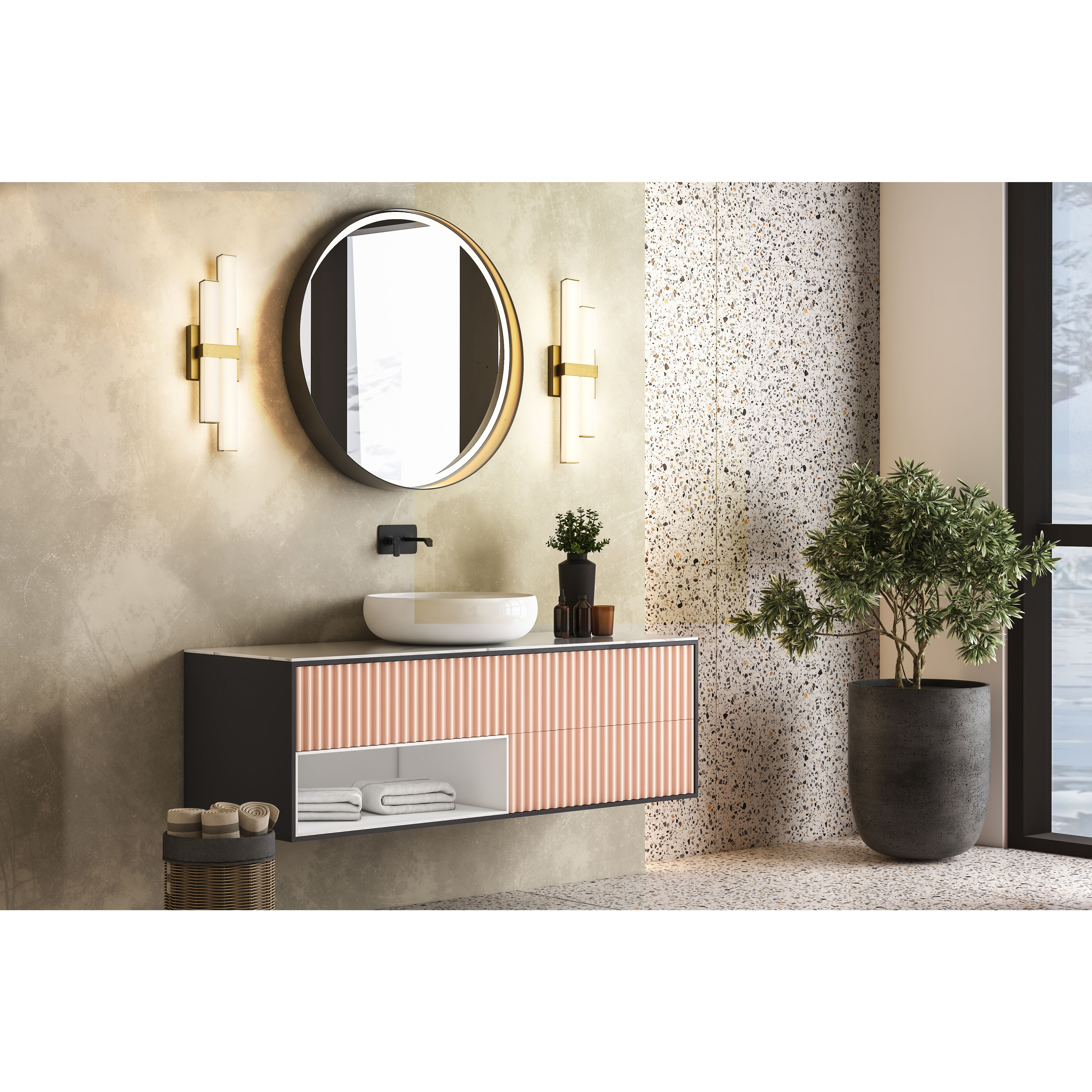 Zane LED 18 inch Modern Gold Vanity Wall Light