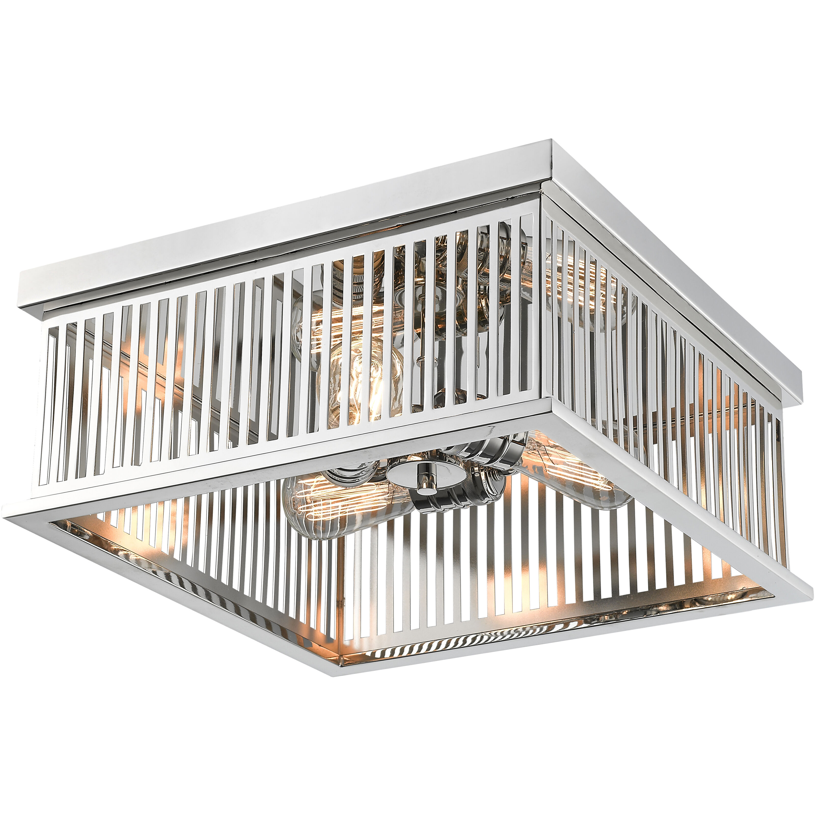 Camellia 3 Light 15 inch Polished Nickel Flush Mount Ceiling Light in Polished Nickel Steel