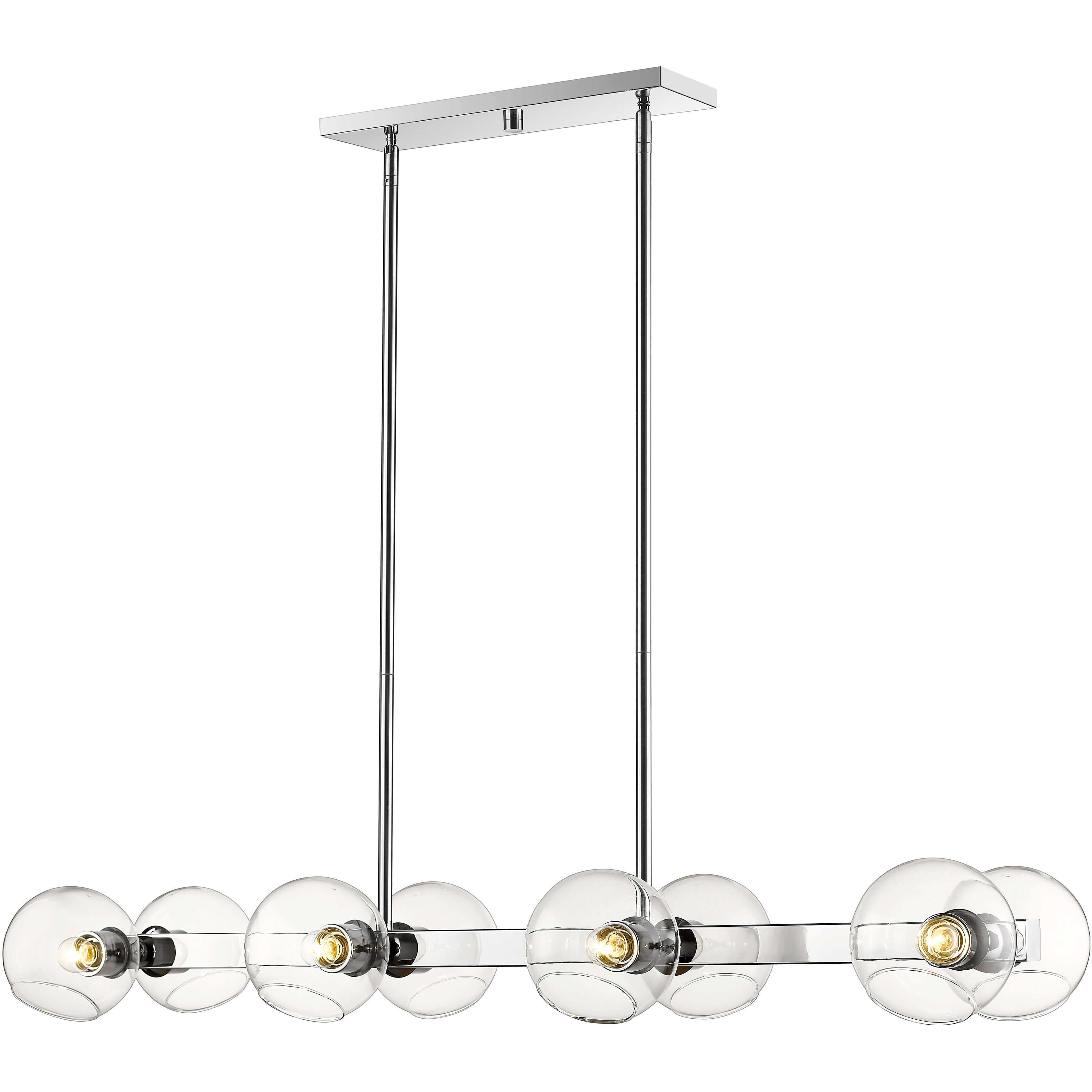 Marquee 8 Light 44 inch Chrome Linear Chandelier Ceiling Light