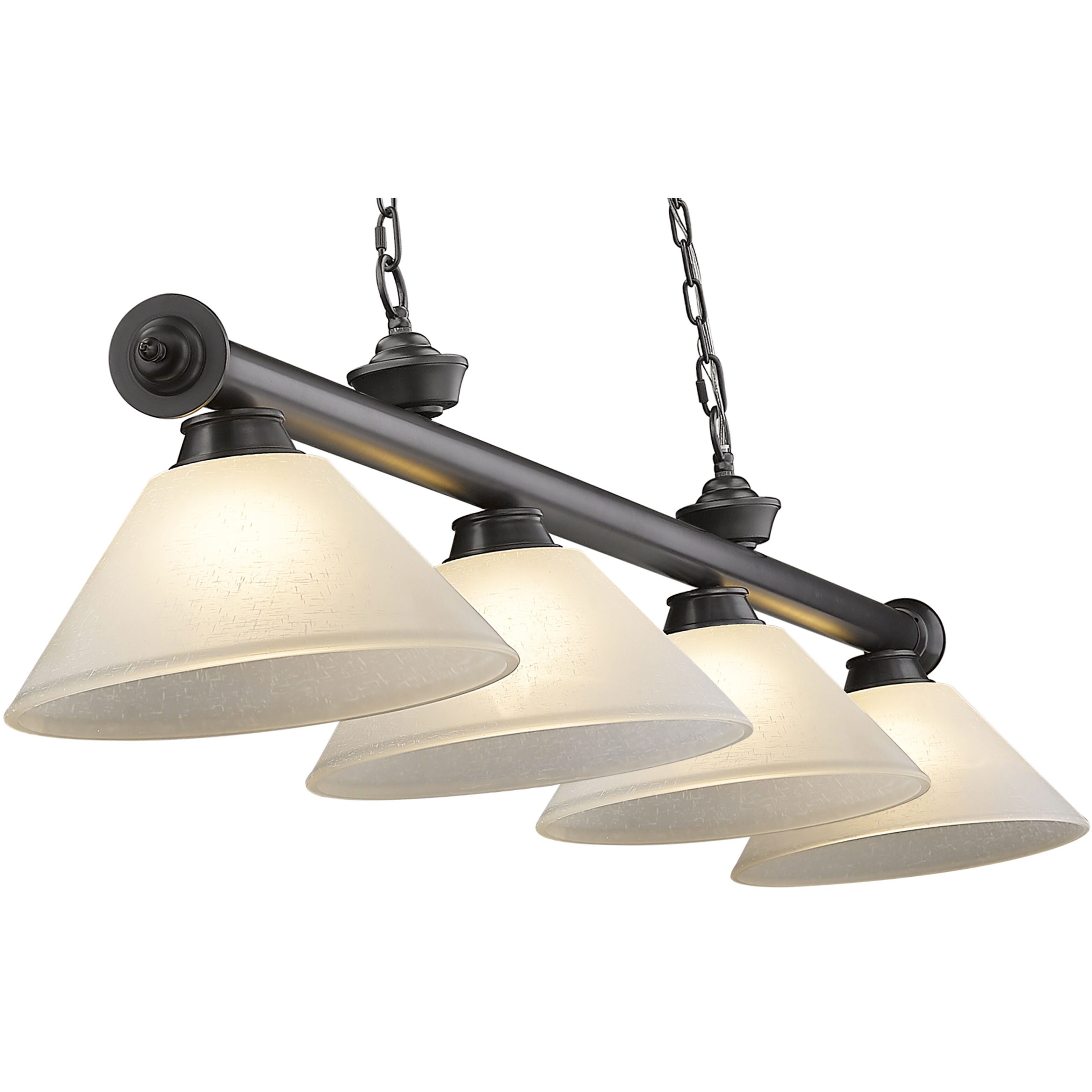 Cordon 4 Light 81.25 inch Bronze Plate Billiard Ceiling Light in White Linen Glass