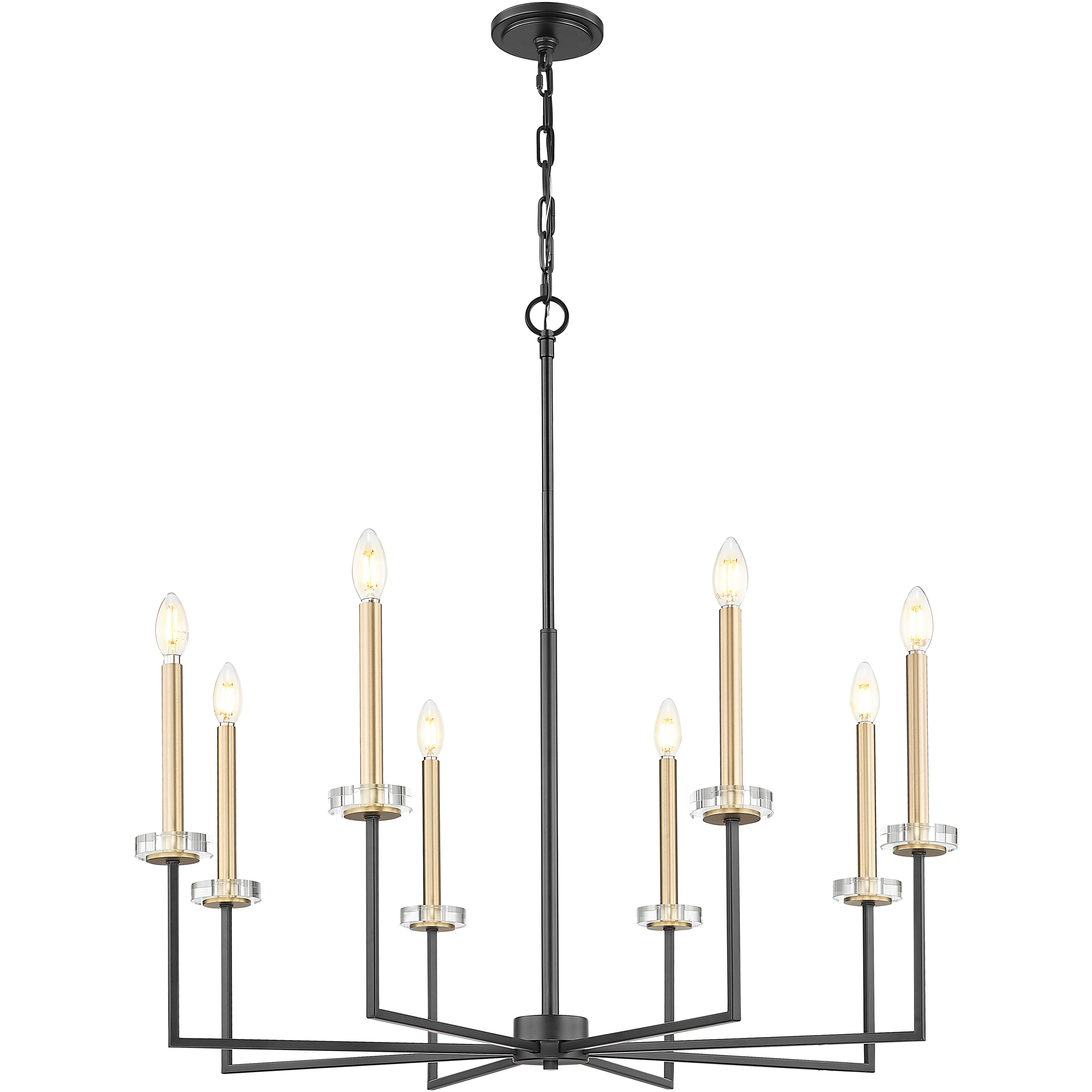 Gaultier 8 Light 35.25 inch Matte Black and Mondern Gold Chandelier Ceiling Light in Matte Black and Modern Gold