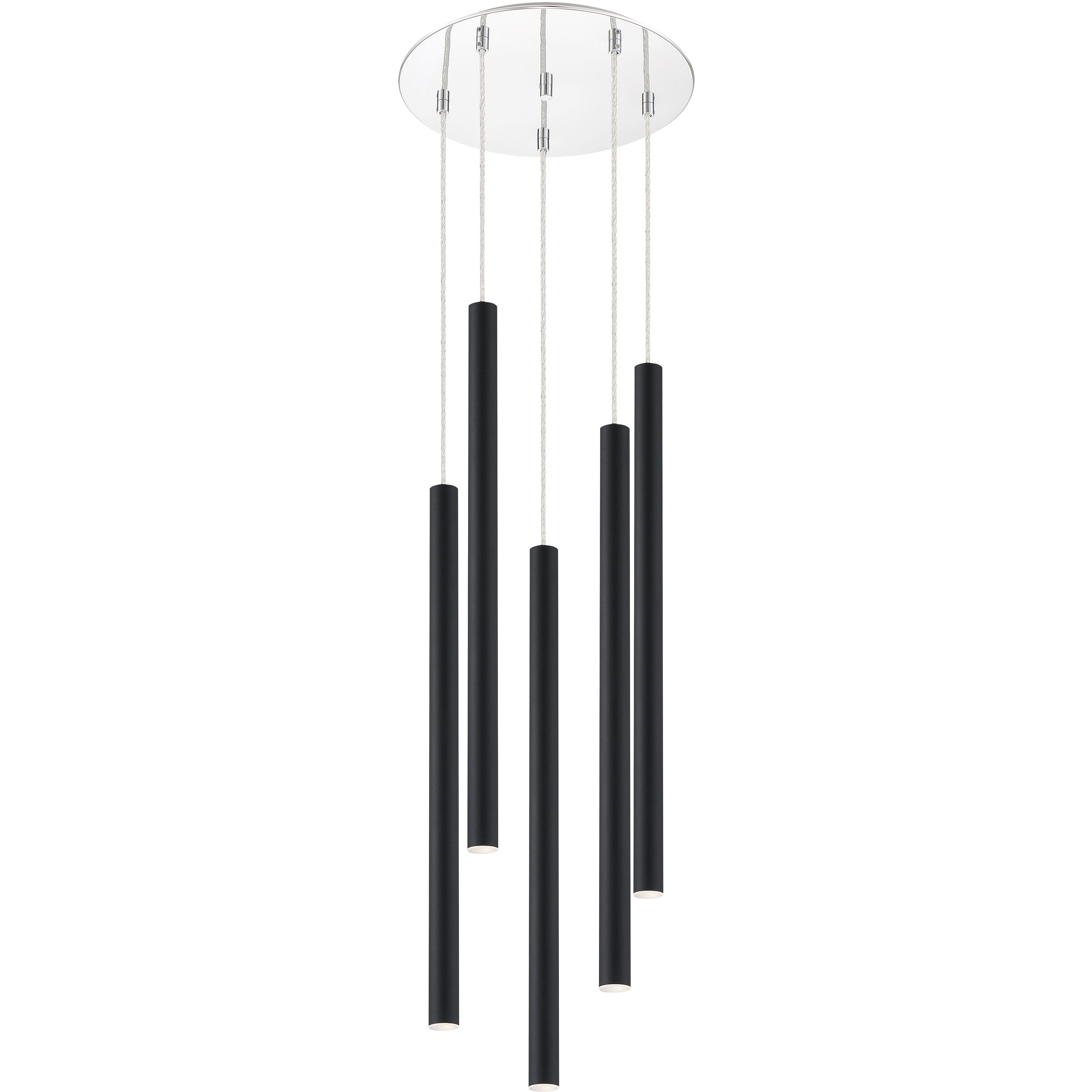 Forest LED 13.5 inch Chrome Chandelier Ceiling Light in Matte Black Steel