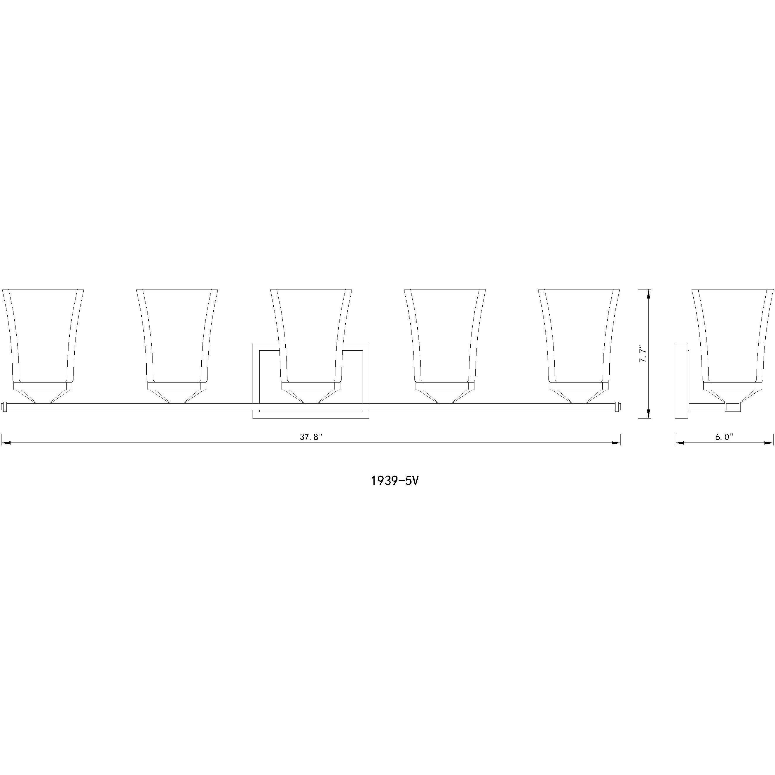 Darcy 5 Light 38 inch Matte Black Vanity Wall Light