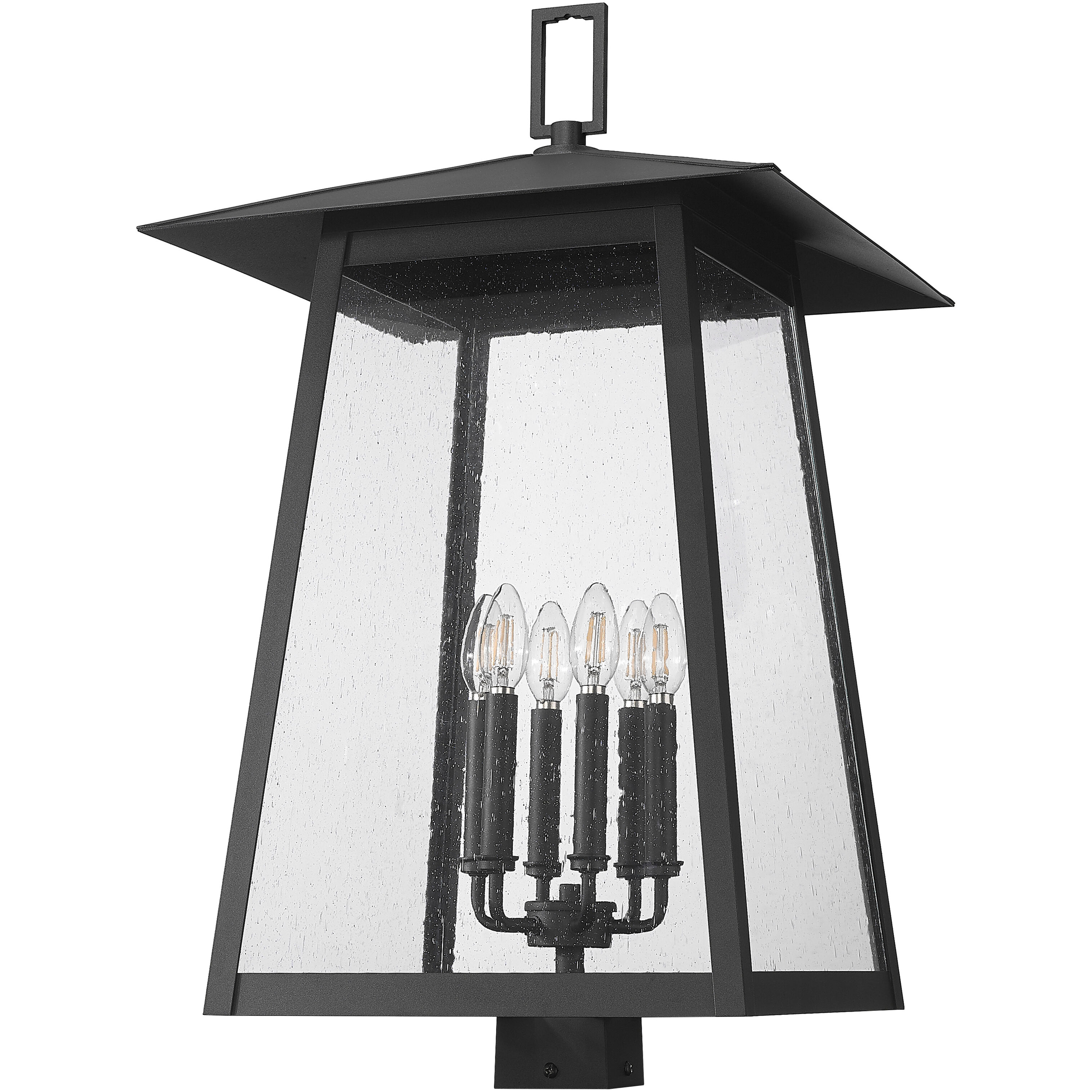 Rainer 6 Light 30 inch Black Outdoor Post Mounted Fixture in G9