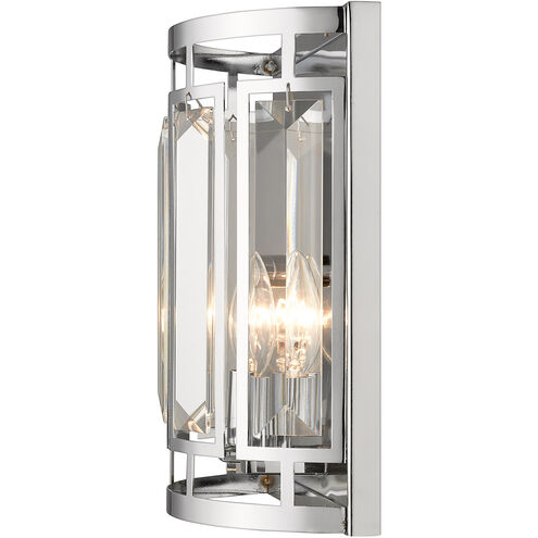 Mersesse 2 Light 12 inch Chrome Wall Sconce Wall Light in 2.42, Clear and Chrome