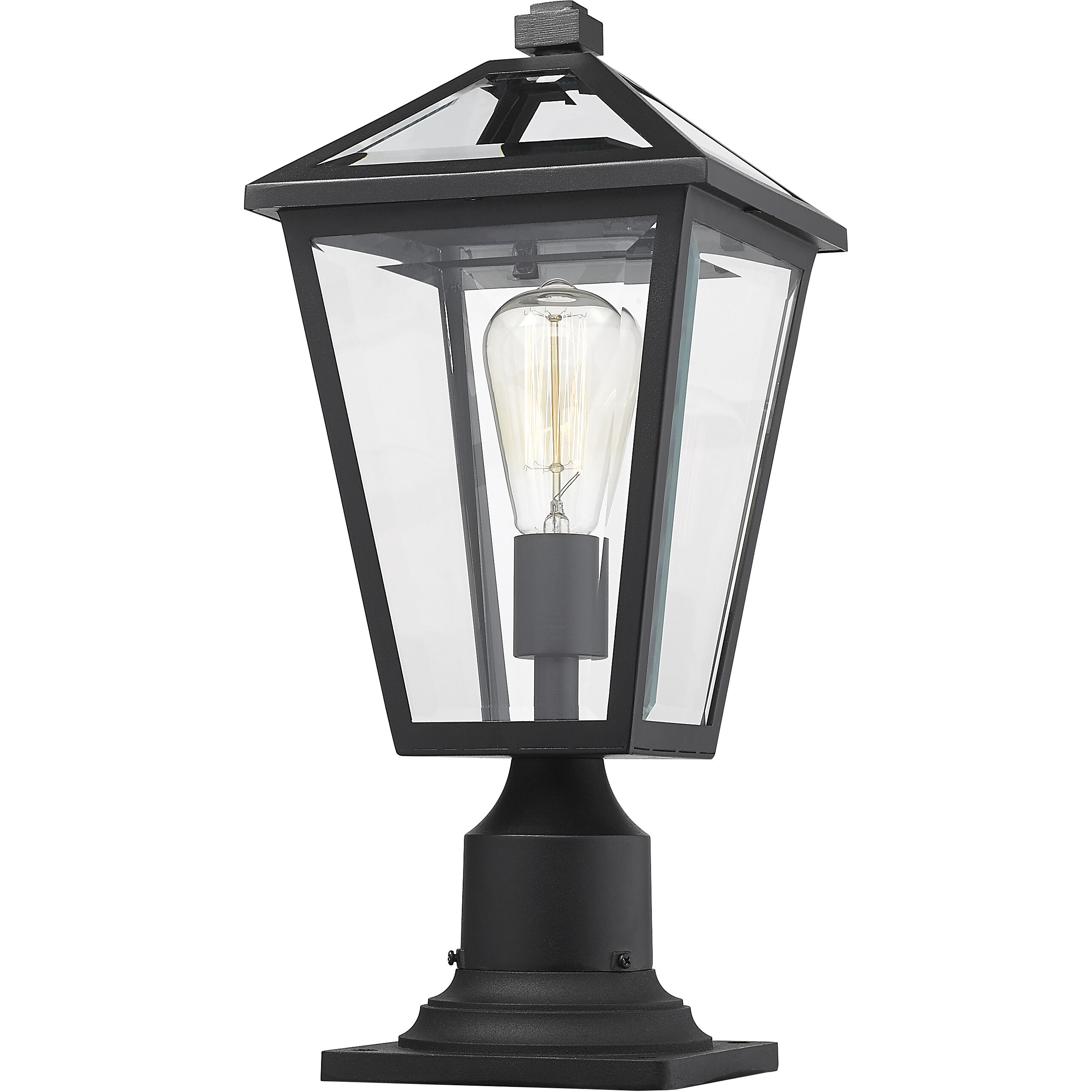 Talbot 1 Light 18.5 inch Black Outdoor Pier Mounted Fixture in Clear Beveled Glass