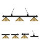 Riviera 3 Light 57.25 inch Matte Black Billiard Ceiling Light in 12.35, Satin Gold Steel