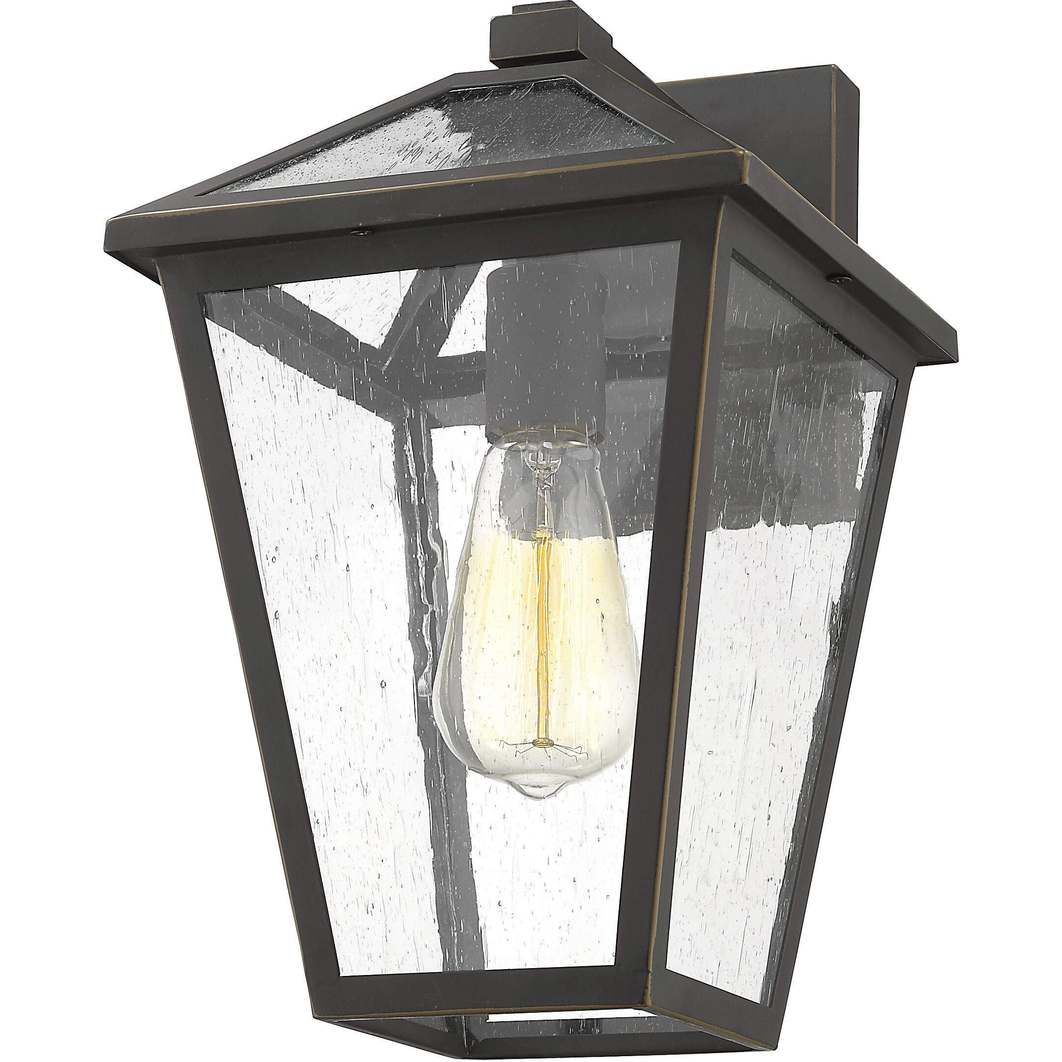 Talbot 1 Light 13.25 inch Oil Rubbed Bronze Outdoor Wall Light in Seedy Glass