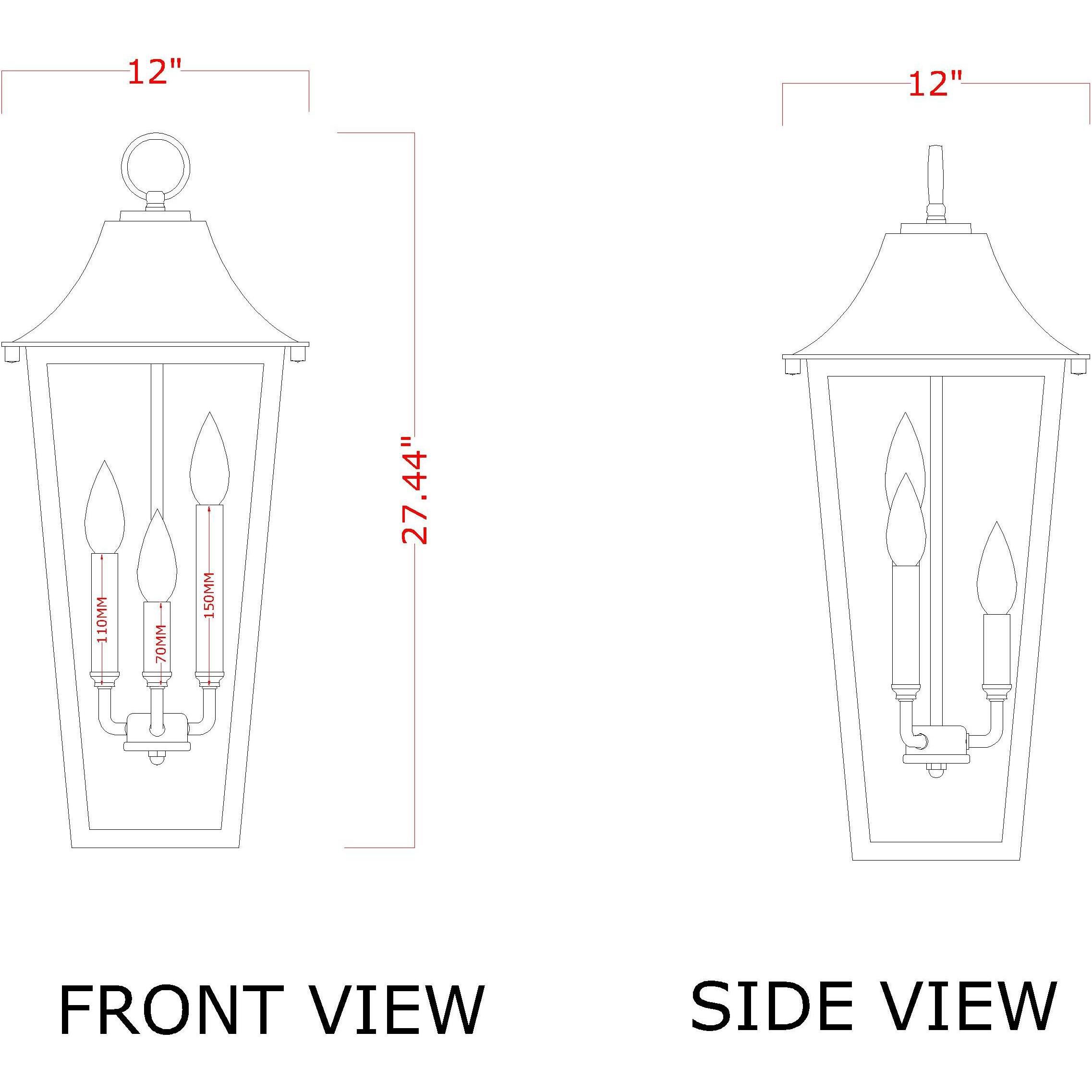 Gannon 3 Light 12 inch Black Outdoor Chain Mount Ceiling Fixture in G9