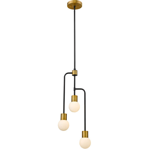 Neutra 3 Light 12 inch Matte Black/Foundry Brass Chandelier Ceiling Light