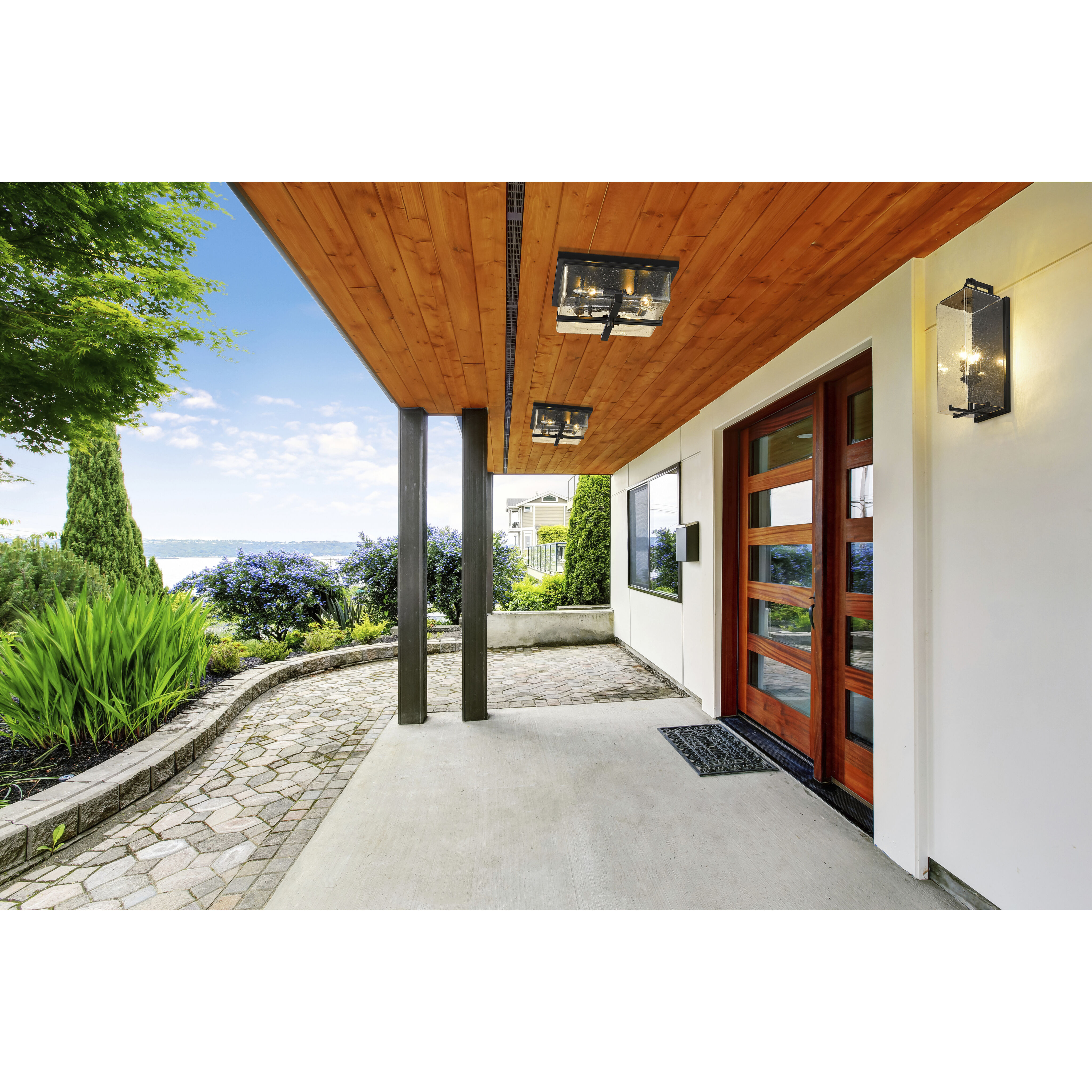 Sana 4 Light 12 inch Black Outdoor Flush Mount