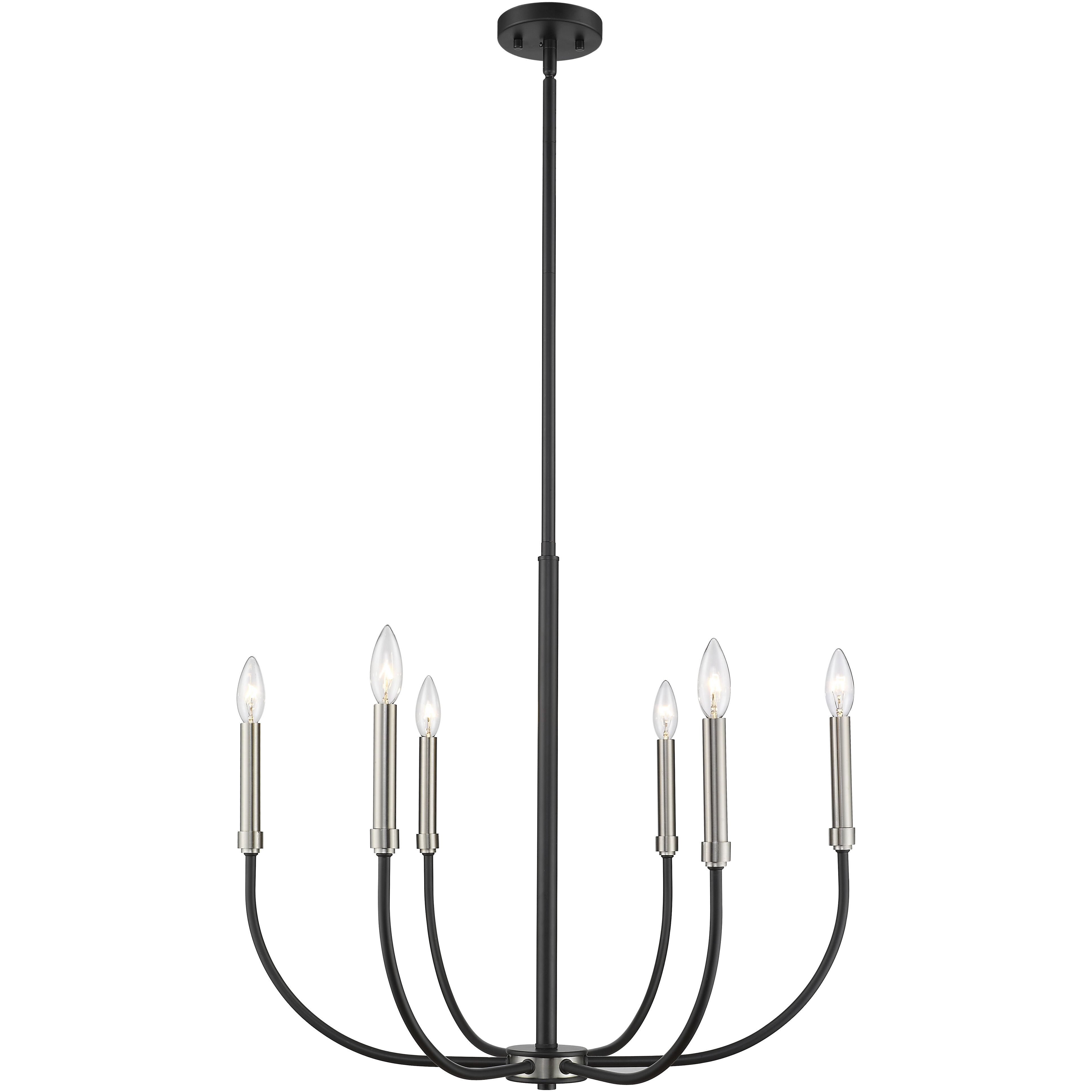 Haylie 6 Light 26 inch Matte Black and Brushed Nickel Chandelier Ceiling Light