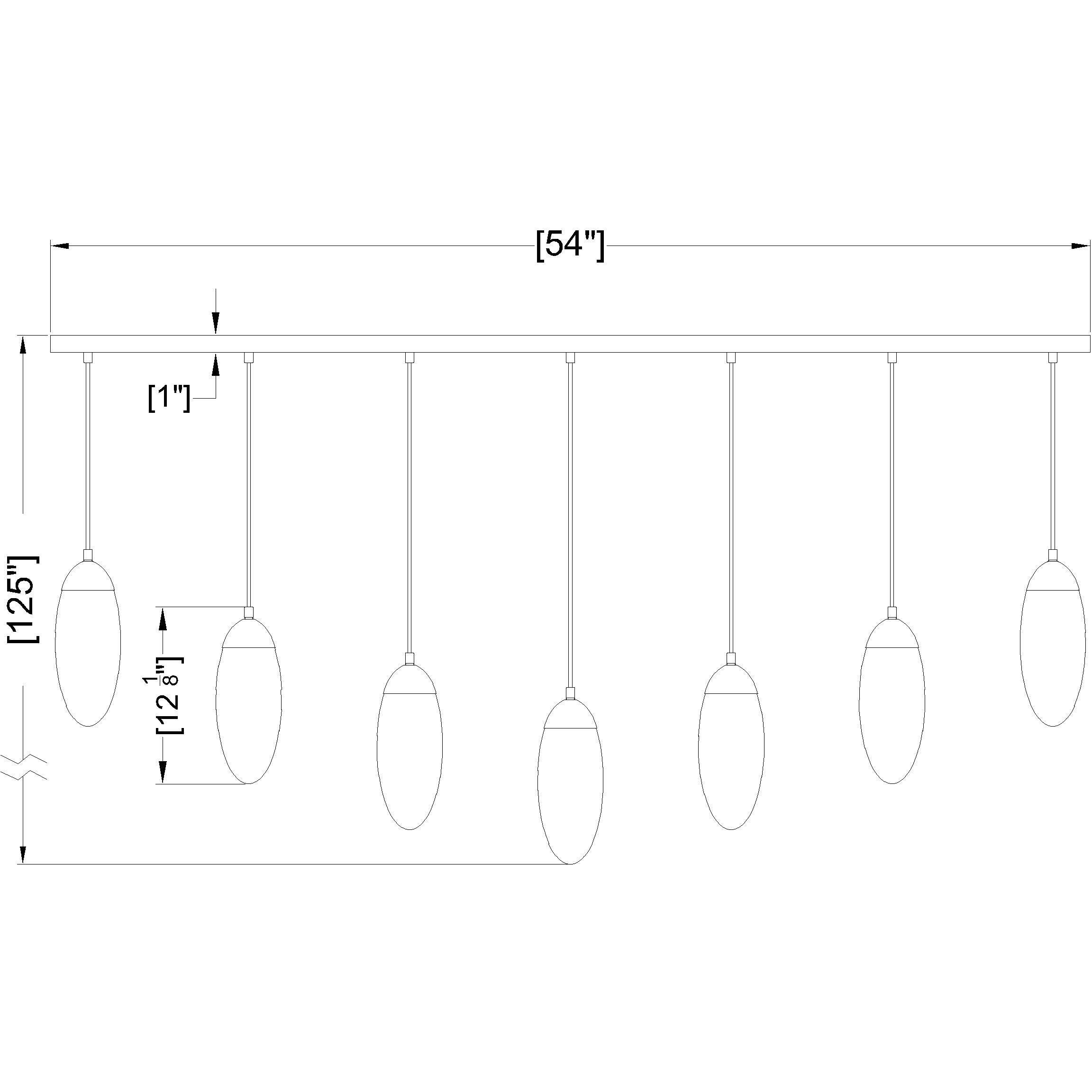 Arden 7 Light 54 inch Brushed Nickel Linear Chandelier Ceiling Light