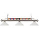 Shark 3 Light 58 inch Brushed Nickel Billiard Ceiling Light in Angular White Linen Glass