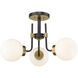 Parsons 3 Light 22 inch Matte Black and Olde Brass Semi Flush Mount Ceiling Light