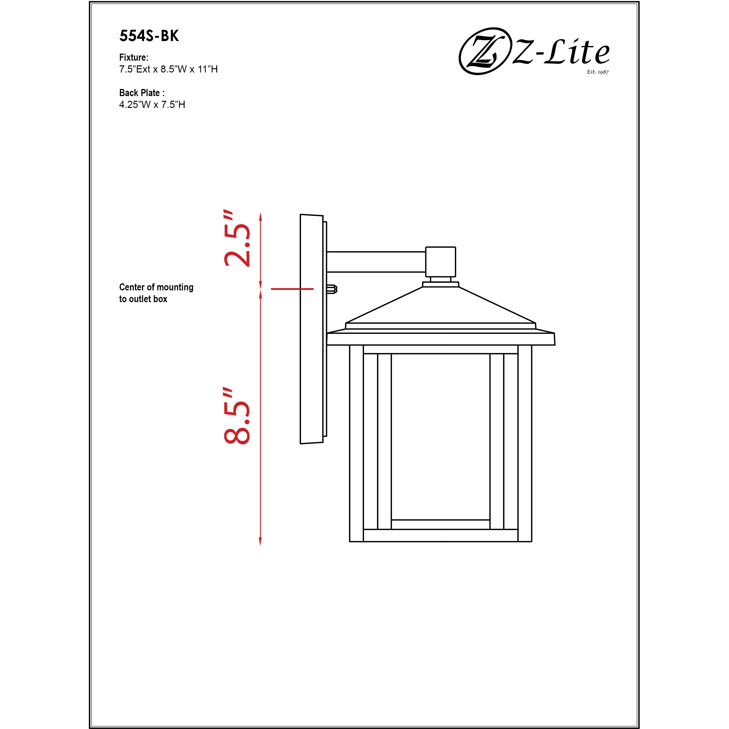 Aspen 1 Light 10.88 inch Black Outdoor Wall Light