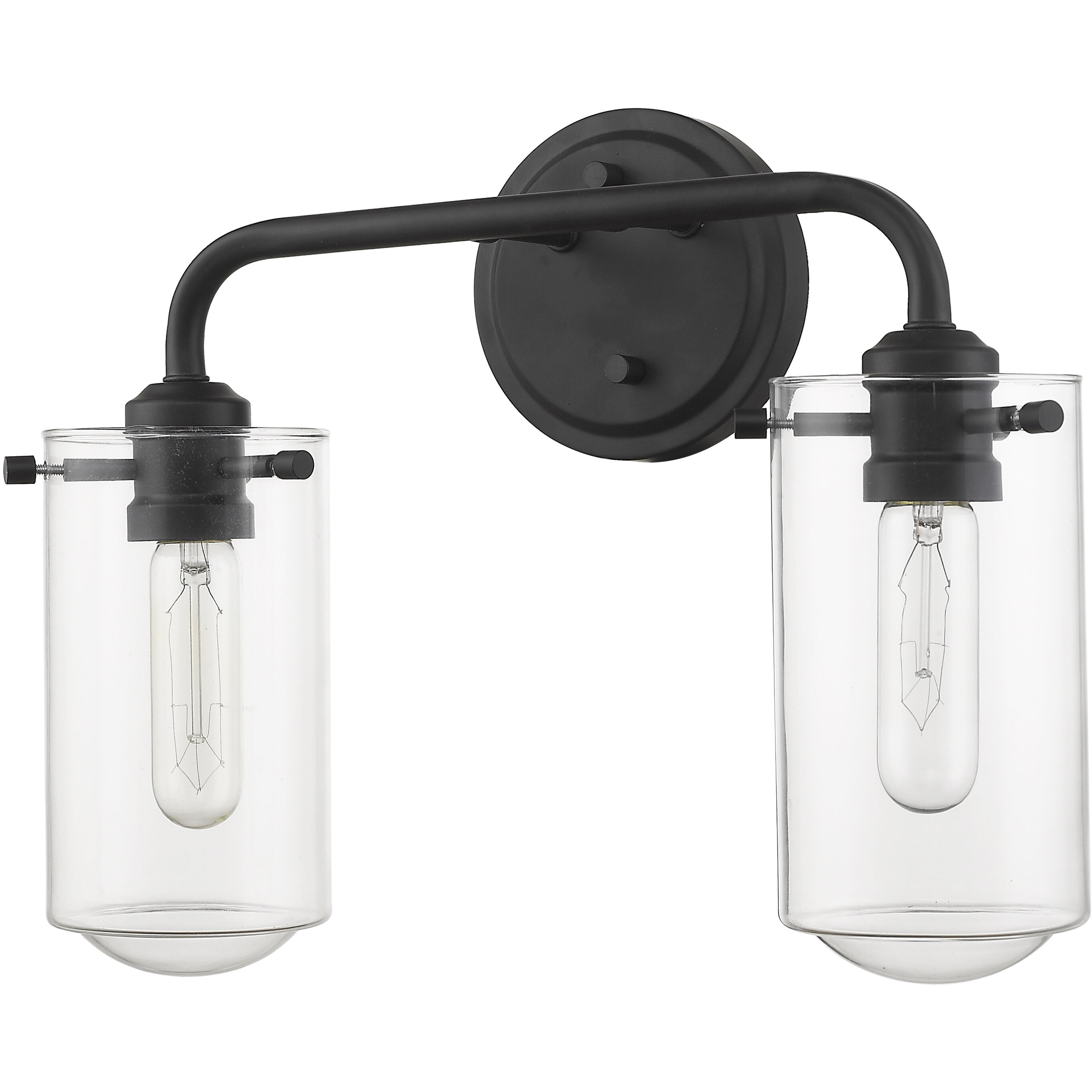 Delaney 2 Light 15 inch Matte Black Vanity Wall Light
