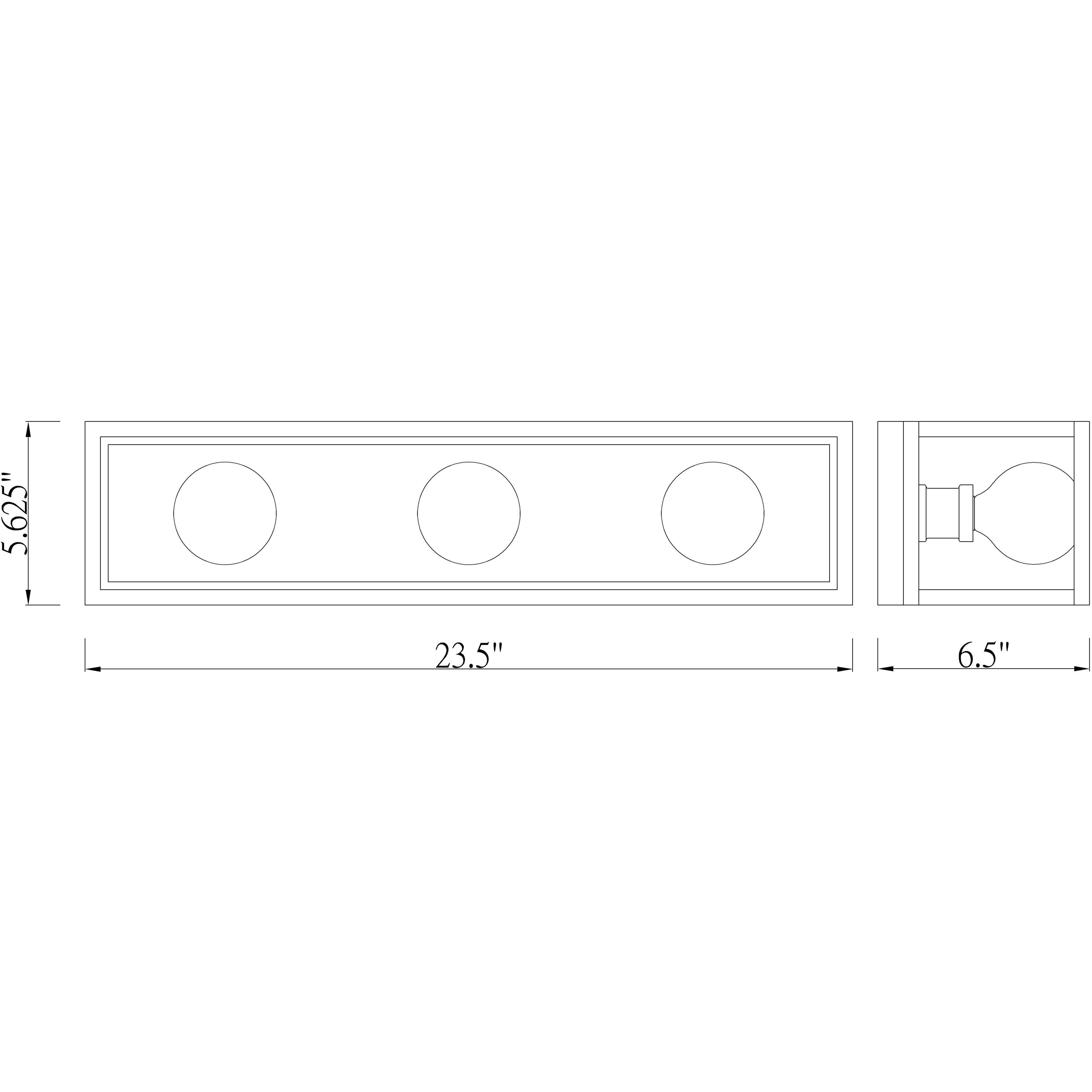 Kube 3 Light 23.5 inch Matte Black and Chrome Vanity Wall Light