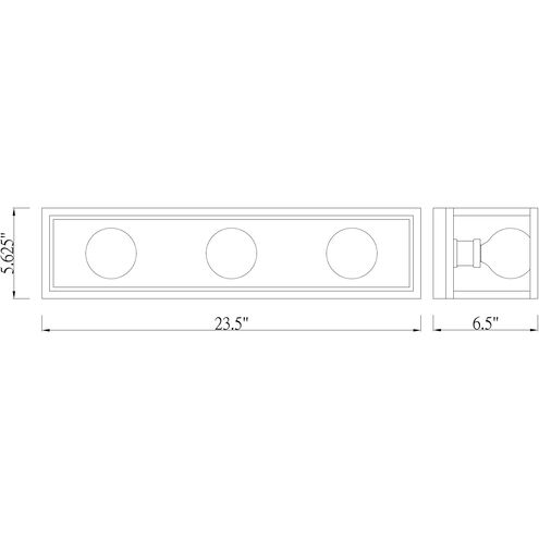 Kube 3 Light 23.5 inch Matte Black and Chrome Vanity Wall Light