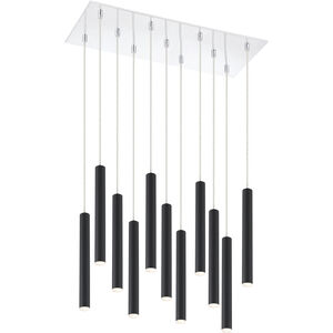 Forest LED 9.75 inch Chrome Chandelier Ceiling Light in 11, 29, Matte Black Steel