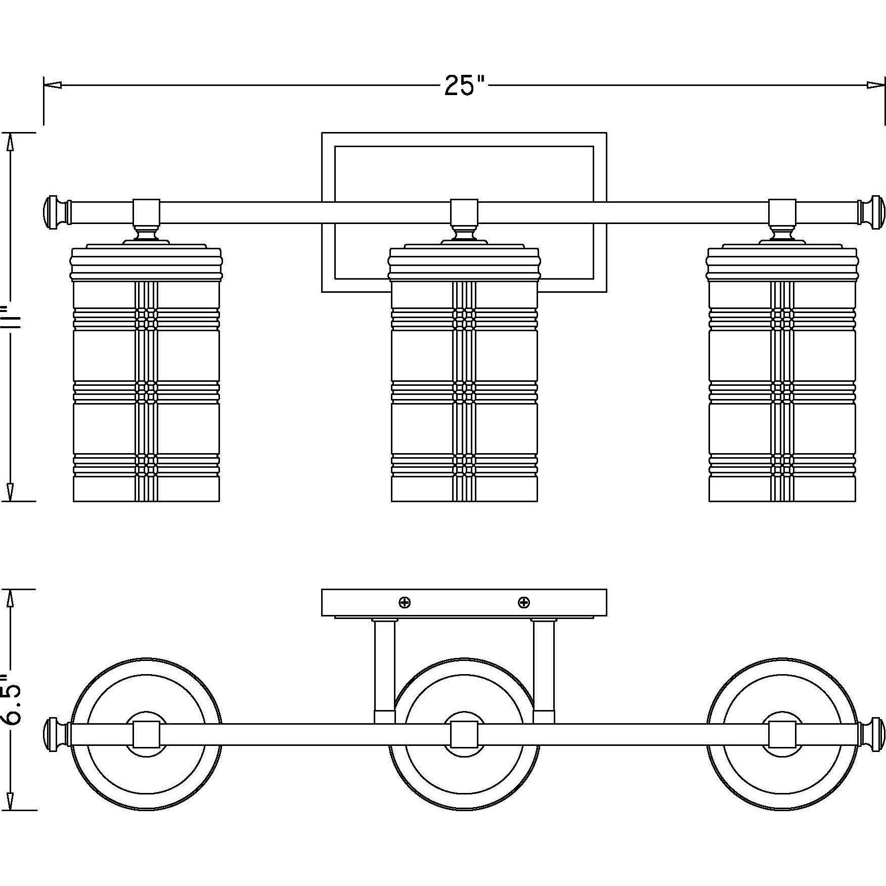 Archer 3 Light 25 inch Polished Nickel Vanity Wall Light