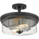 Bohin 2 Light 13 inch Matte Black Semi Flush Mount Ceiling Light