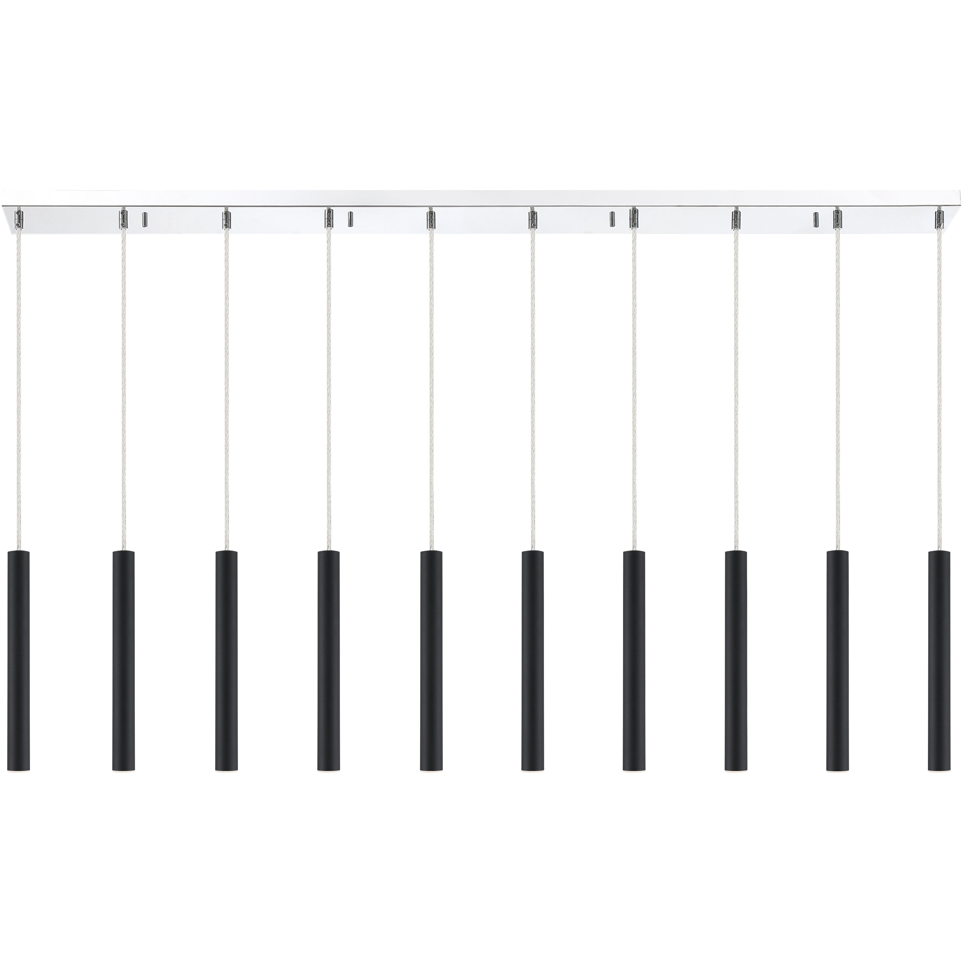 Forest LED 56.5 inch Chrome Linear Chandelier Ceiling Light in 10, 27, Matte Black Steel